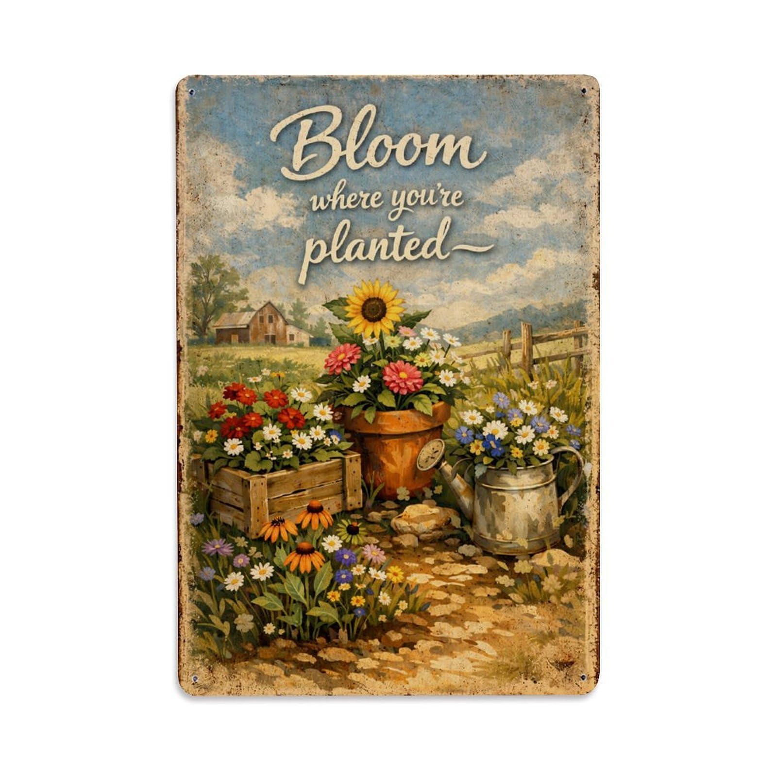 Nestemfo Vintage Bloom Where You Are Planted Tin Sign Metal Sign, Living Room,Bar, Home, Bedroom Wall Decor,Retro Metal Poster 8X12 Inches