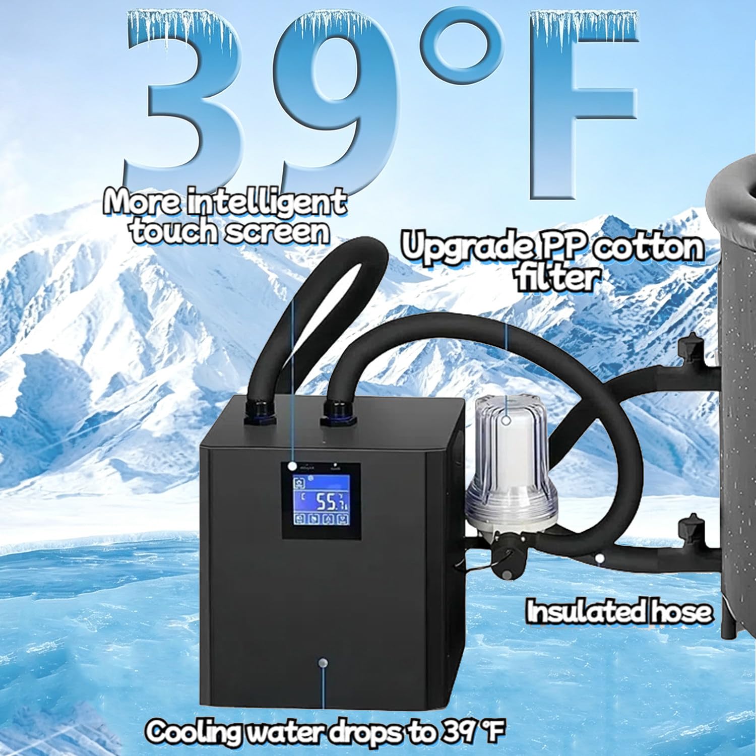 Kit Refrigeratore e Vasca per Bagno di Ghiaccio,1/3 HP Silenzioso