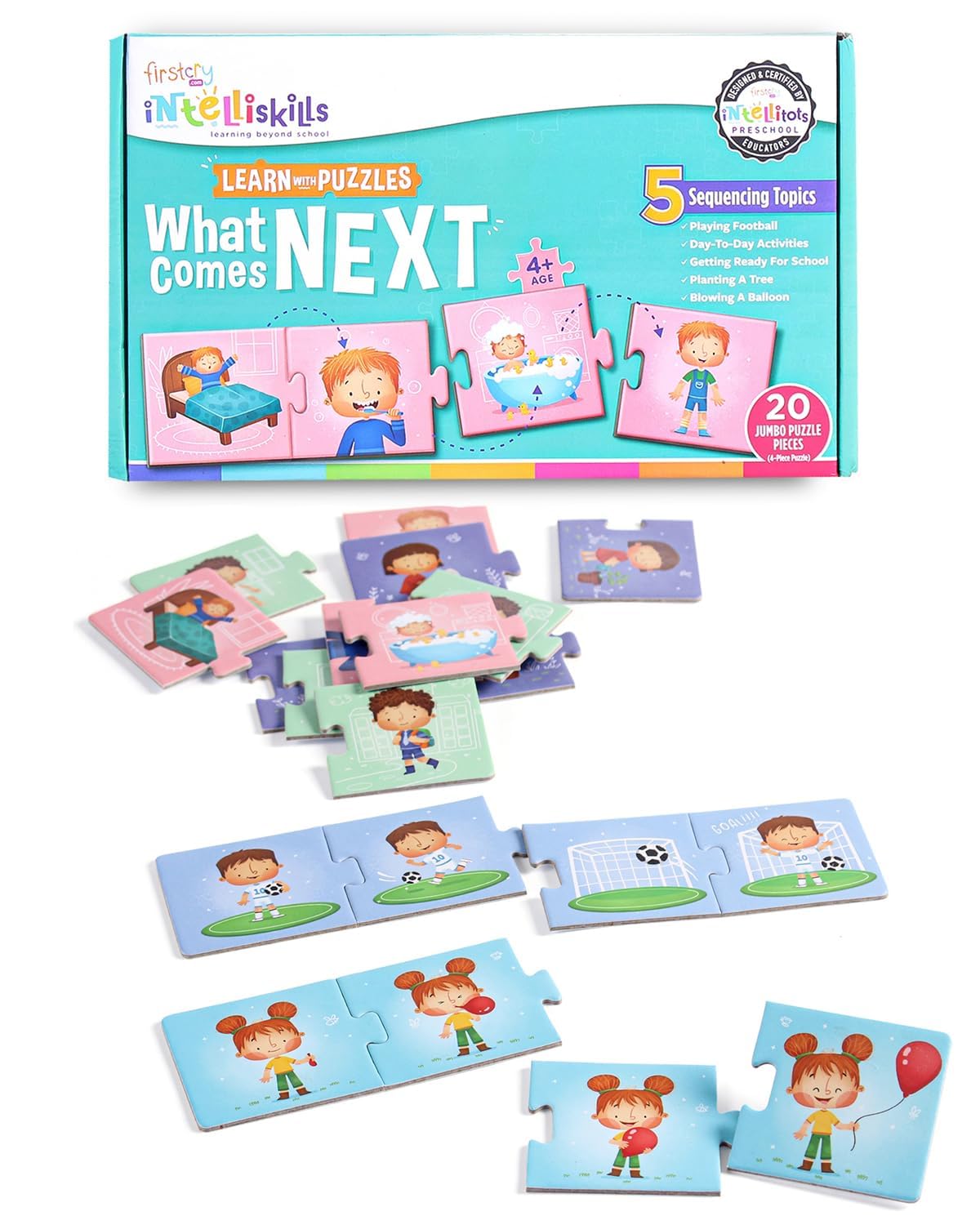 Intelliskills Jumbo Premium 20 Pcs What Comes Next Puzzle|Fun with Logic & Pattern Recognition Activities for Boys/Girls|Brain-Boosting Educational Learning Toys for Kids|Gift for Children | 3+ Years (B0CJJYDMZZ) Amazon Price History, Amazon Price Tracker