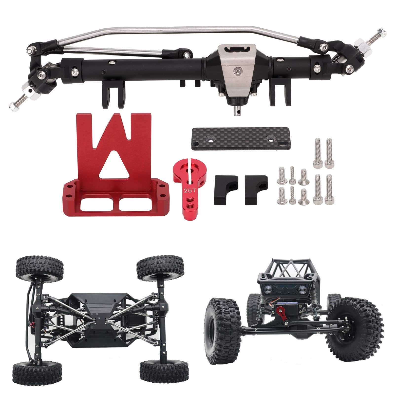 Stop Aluminium w Kształcie Diamentu 1/10 RC Ulepszenie Przedniej Osi dla Axial Wraith 90018 RR10 90048 Obrabiana CNC Stalowa Przekładnia o Dużym Prześwicie (BLACK)