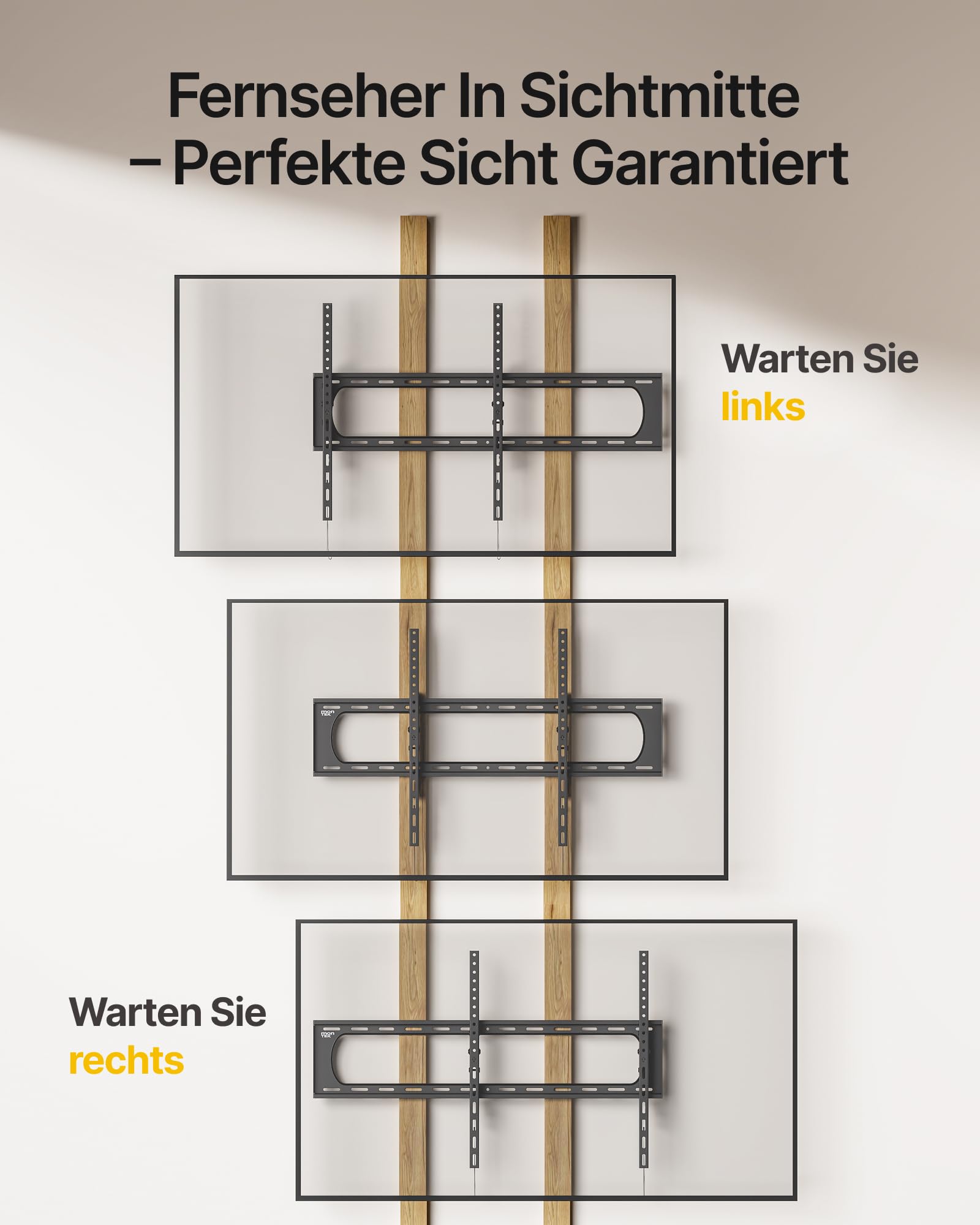 monTEK Soporte de pared inclinable para TV de 60 a 120 pulgadas hasta 136 kg, máx. VESA 900 x 600 | VESA 50x50 hasta VESA 900x600 - Soporte de pared universal para televisores (80 mm, capacidad de alto rendimiento)