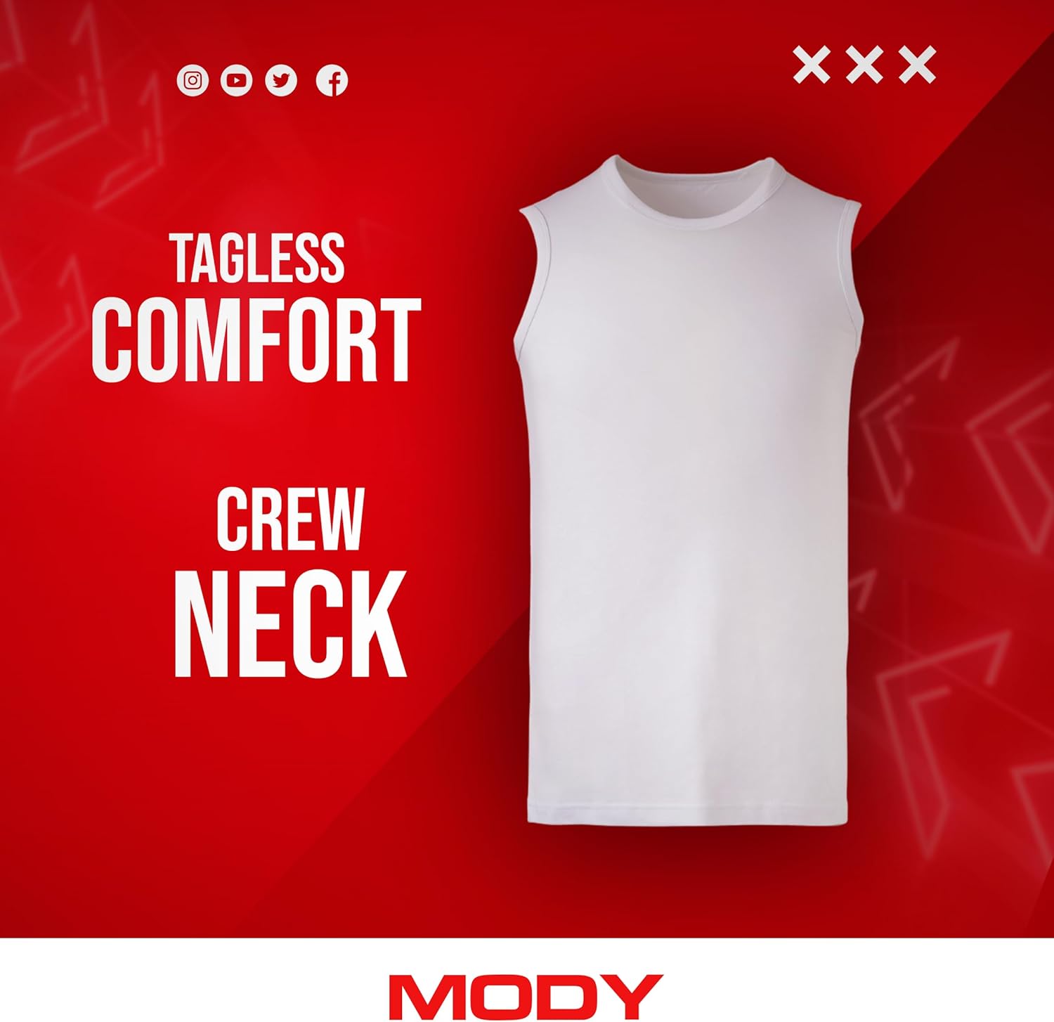Mody Men's Tank Top 3-Pack, Crew Neck Mens Undershirt, Tank Tops Men, Muscle Shirts Men, Cotton Men's Workout Shirts - Image 2