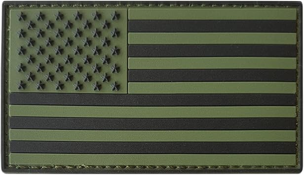 American Flag Patch PVC US Flag Patch [OD Green] Compatible with Velcro PVC Patches for Caps Tactical Patch for Airsoft Morale Patches for Hats Plate Carrier Patches for Backpacks