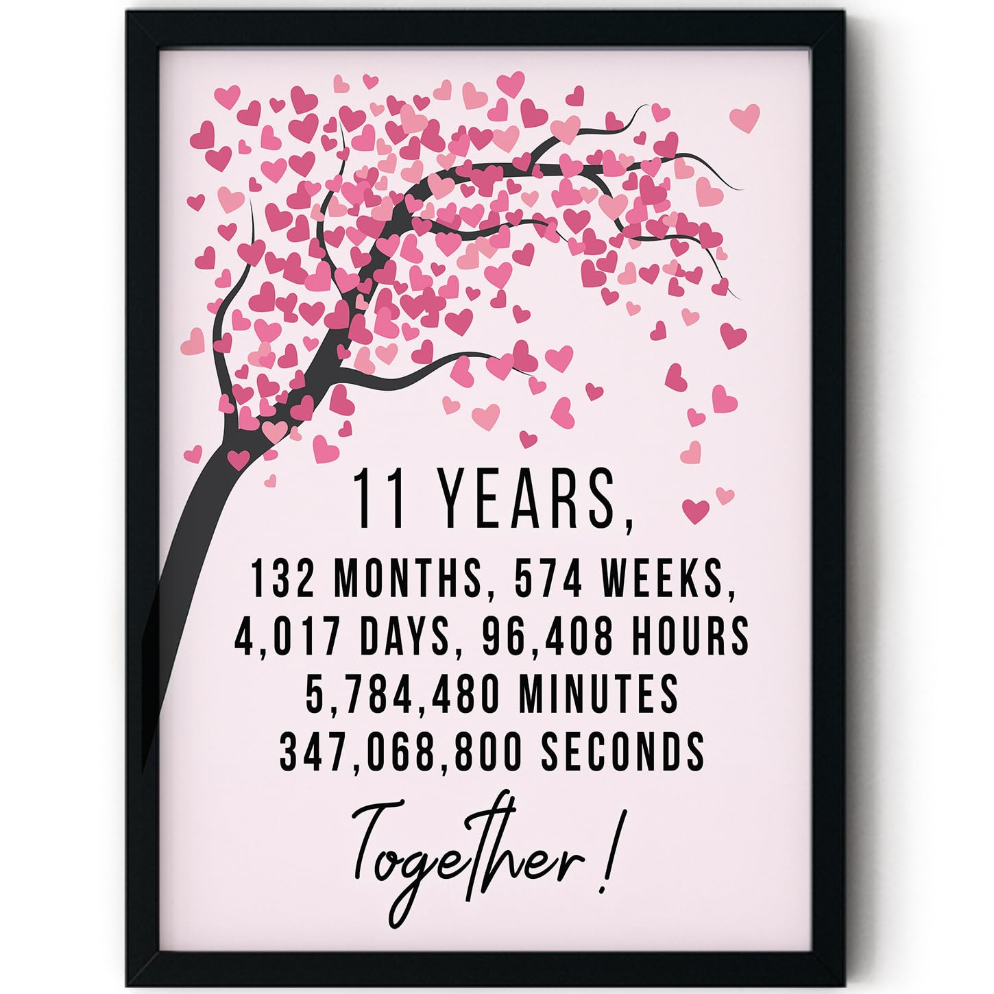 Stuff4 Women's 11 Th Anniversary Poster Framed, Years 132 Months