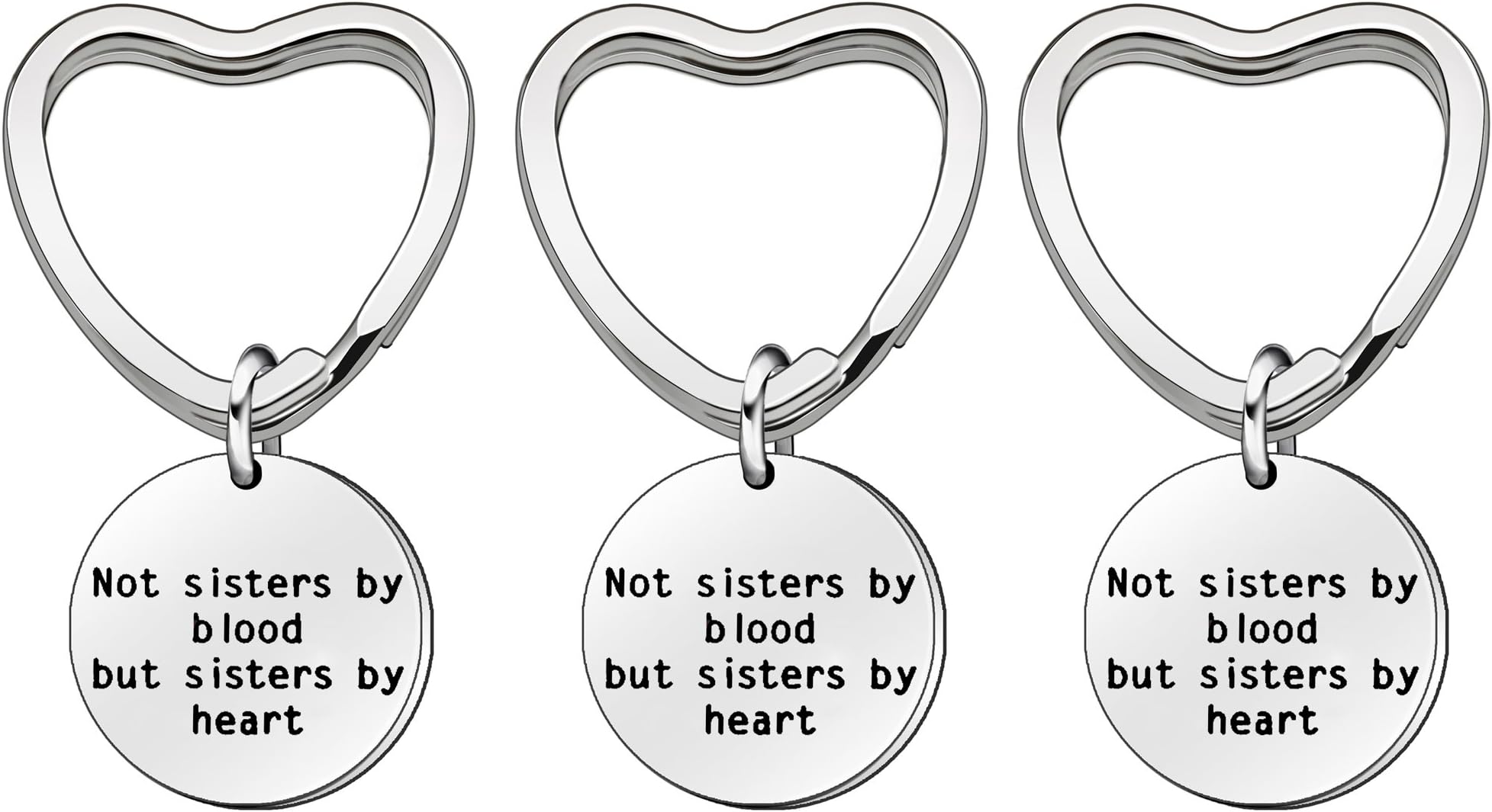 lauhonmin3PCS Sister Gifts Key Chain Women for Family Best Friend Birthday Gifts Not Sisters By Blood But Sisters By Heart