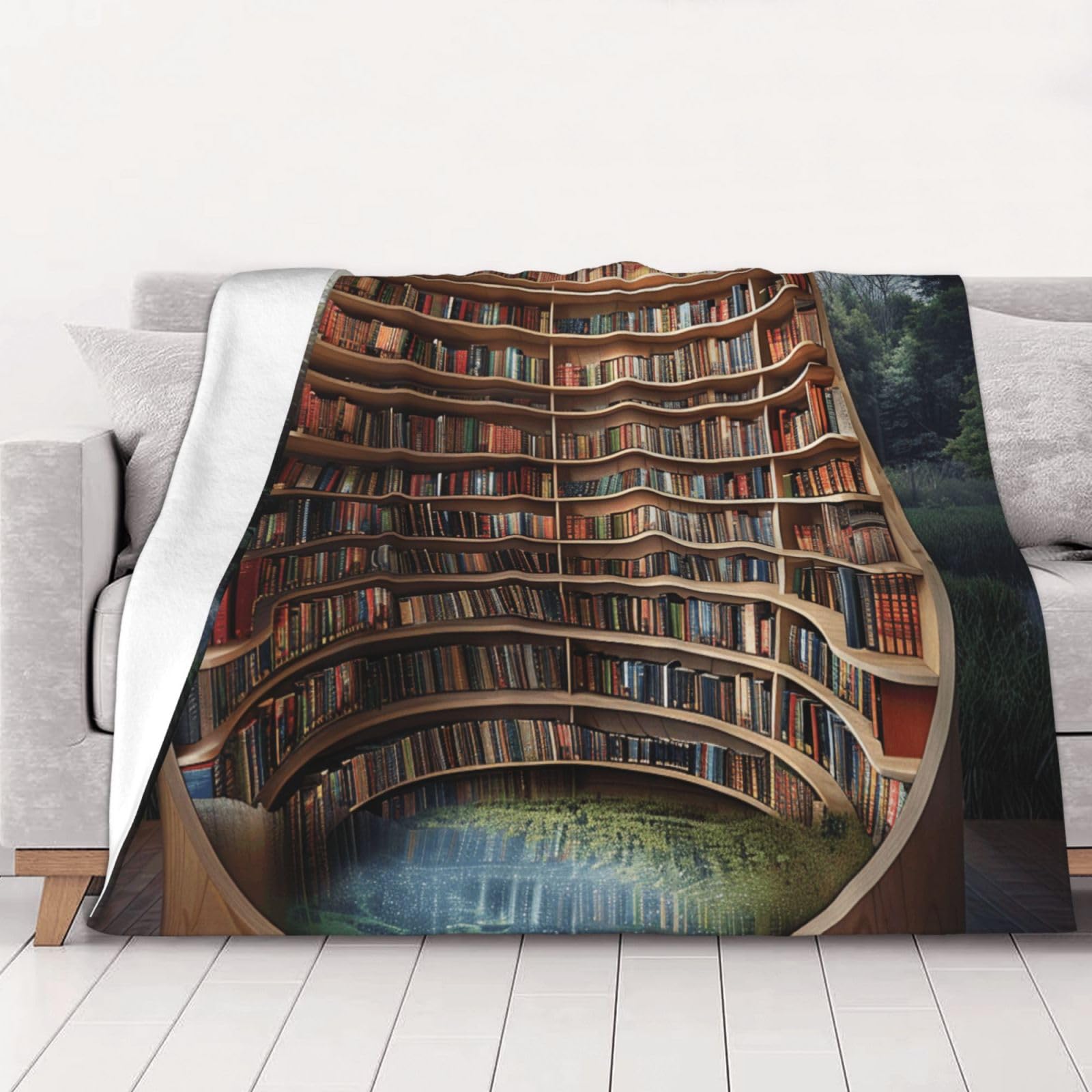 Couverture flanelle bibliothèque contre le froid plaid chaud 125x100 cm pour lit et canapé