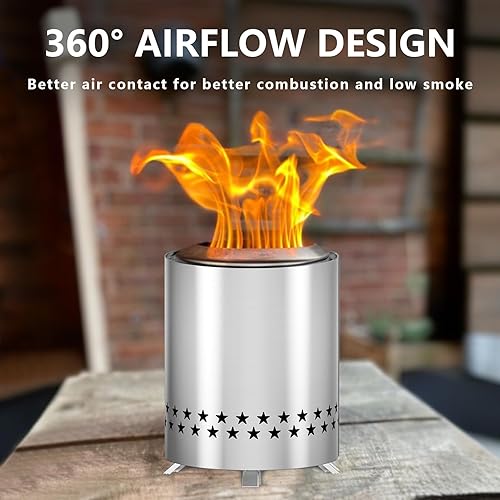 Miniatura 5 de Fogata portátil de mesa con soporte, mini hoguera para exteriores con bajo humo para patio trasero, chimenea de acero inoxidable alimentada por