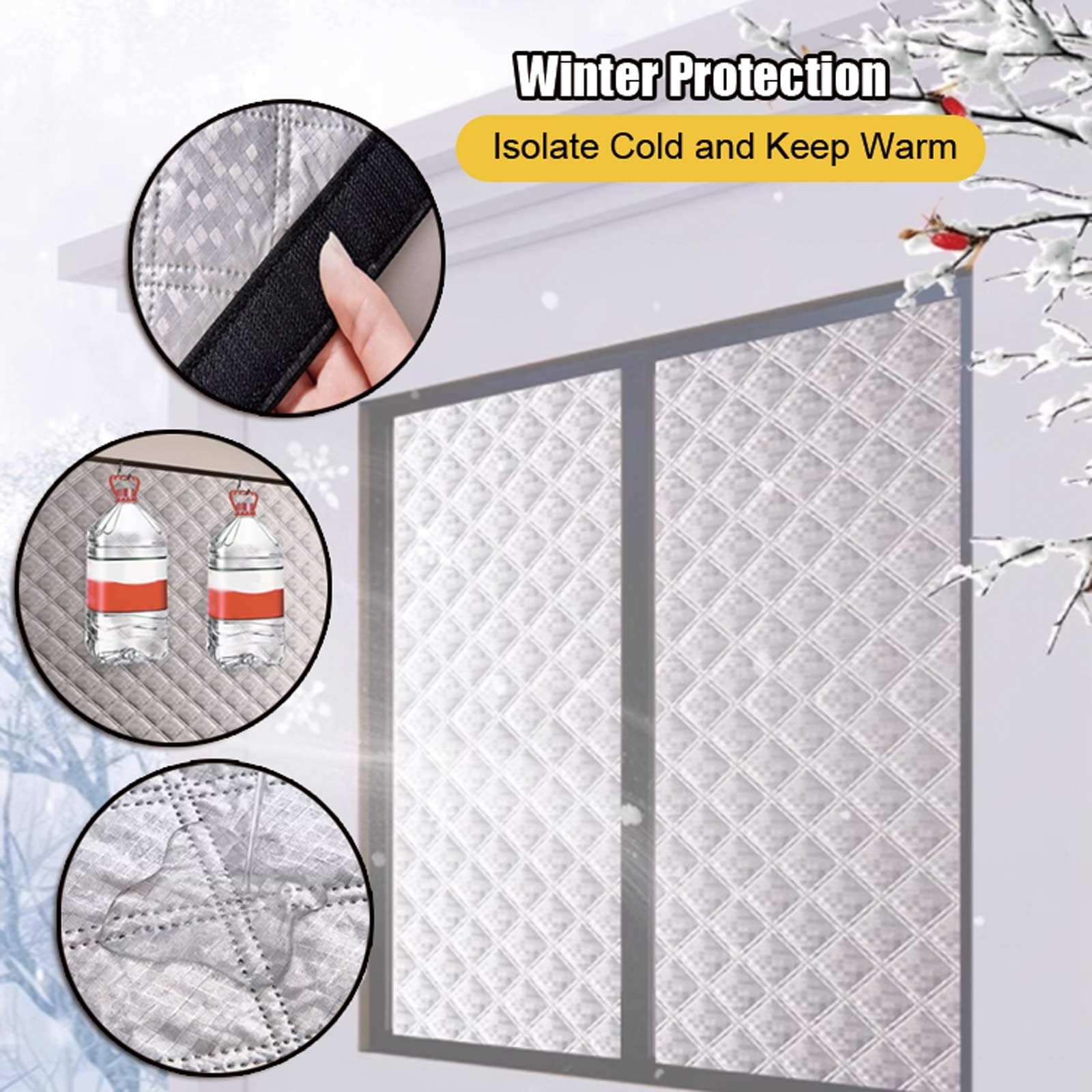 Kit de Aislamiento de Ventana Oxford Cloth Cotton Layer Promueve El Ahorro de Costos en Facturas de Calefacción para Cocinas Dormitorios y Salas(150 * 120cm/4.9 * 3.9')