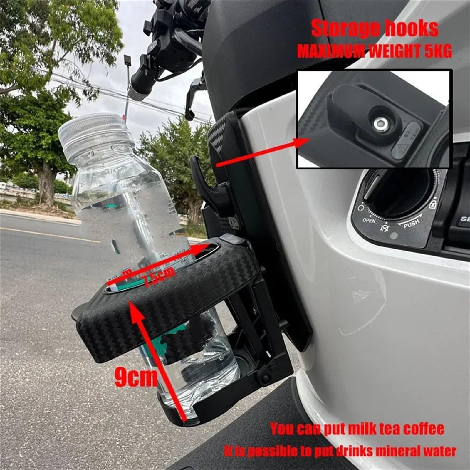 Uchwyt na Bidon Uchwyt na kubek motocyklowy na wodę pasujący do UHR125 150, składany uchwyt na kubek, montaż bezinwazyjny, akcesoria do haczyków na kubki