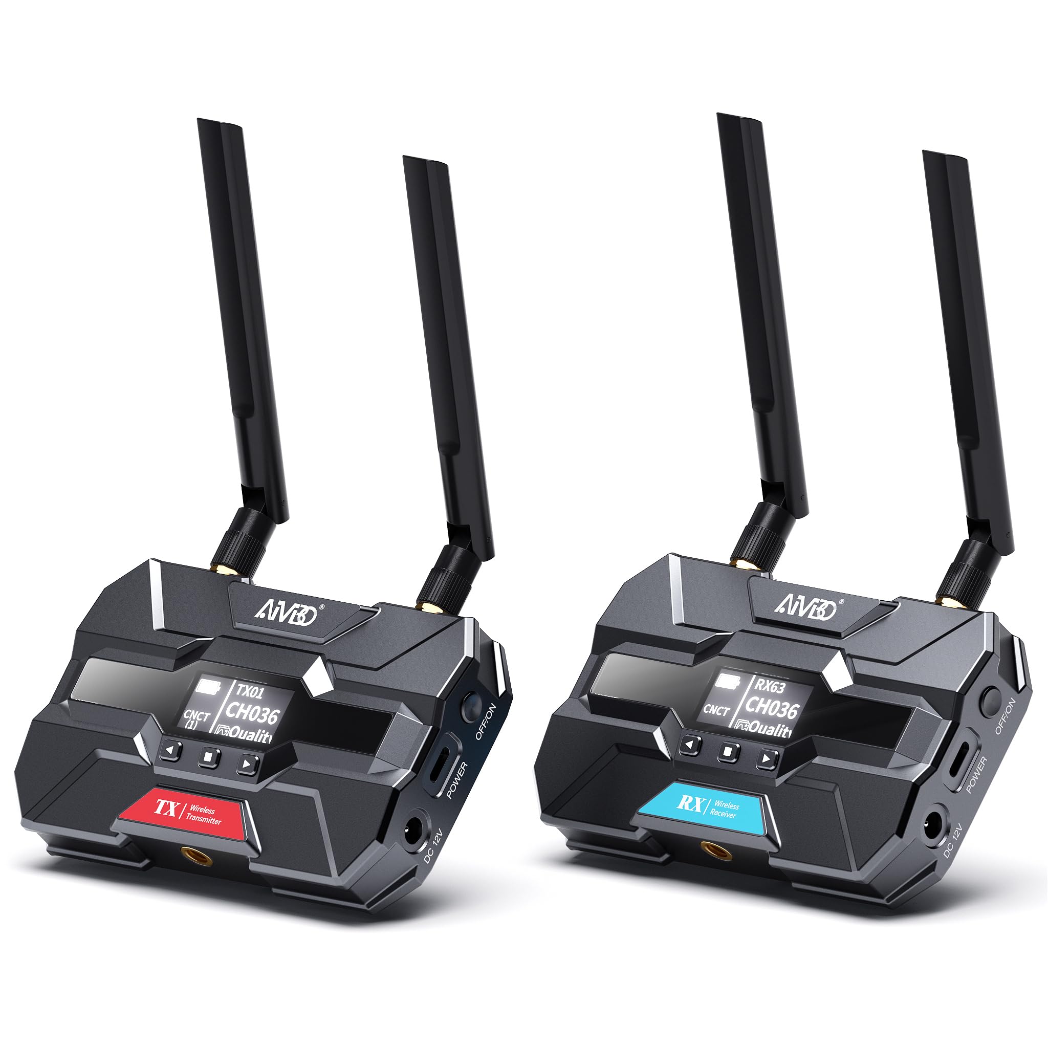 Pro HDMI sans Fil Émetteur et Récepteur, jusqu'à 6 RXs, TIMBOOTECH Transmission AV HDMI Wireless 1080p 5,8G avec écran OLED, Loop-Out, Canal Intelligent pour la Maison/Photographie/Magasin 400M