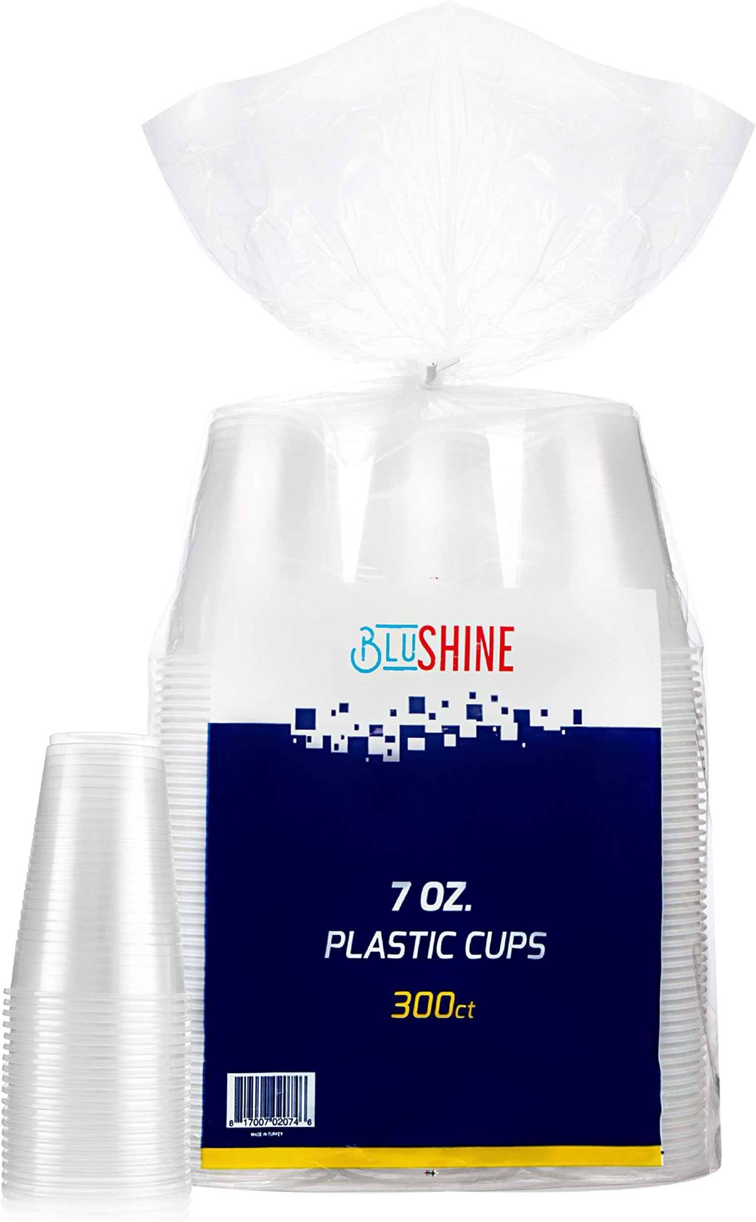 [300 Pack] 7 Ounce Clear Plastic Disposable Cups BPA-Free, Durable, Stackable & Crack Resistant Drinkware - Non-Stick, Easy to Pull Apart – Ideal for Home, Office, or Business