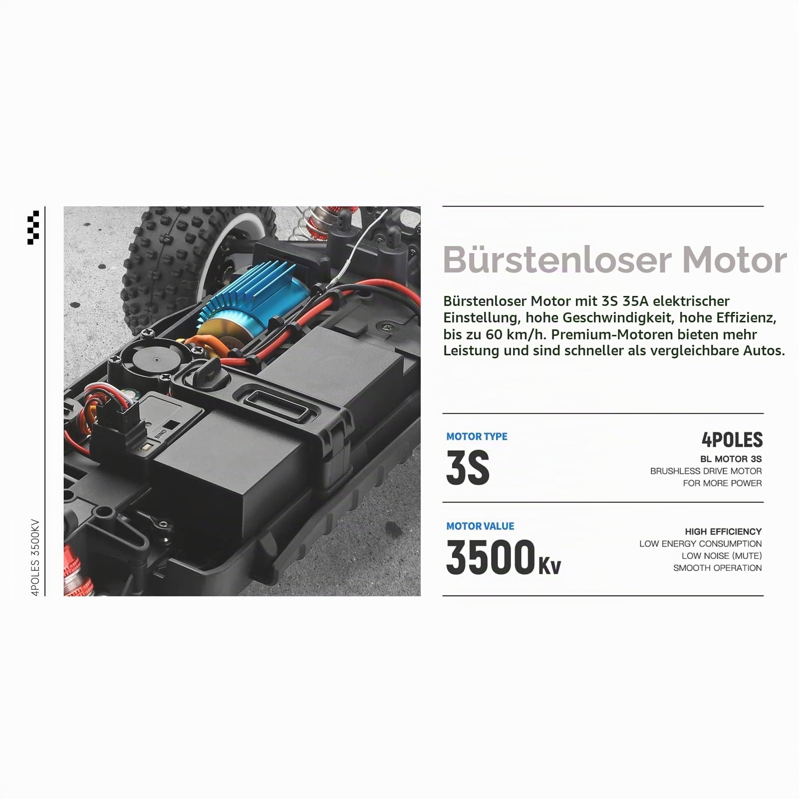 Goolsky Ferngesteuertes Auto, 1/12 RC Auto 60KM/H Hochgeschwindigkeits 4WD Geländewagen 2.4GHz RC Car Crawler mit 2000mAh Batterie, Bürstenloser Motor, RC Buggy Geschenke