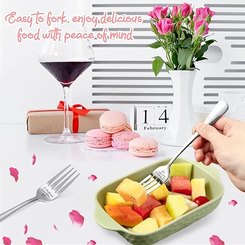 Miniatura 4 de Cibeat Tenedor de acero inoxidable con mensaje grabado creativo para el día de San Valentín regalos para aniversario regalos de San Valentín tenedor