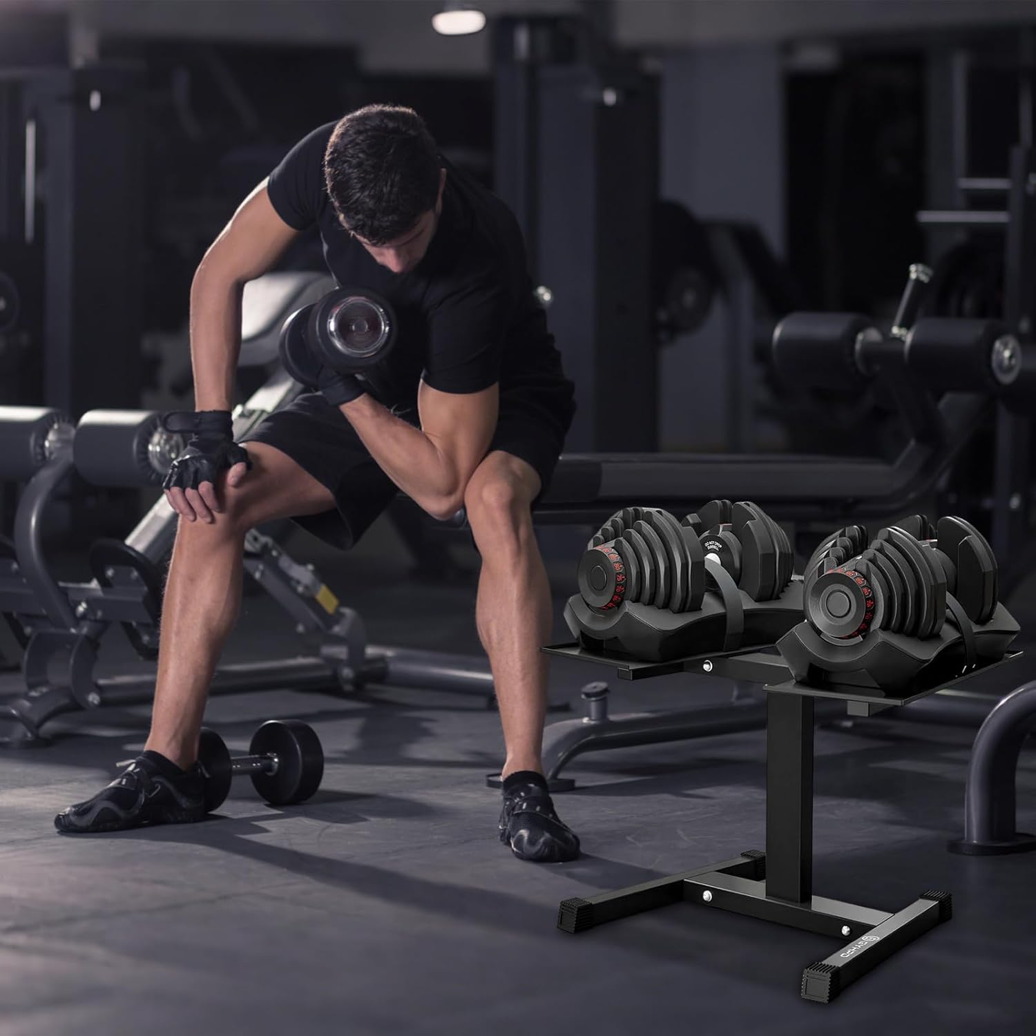 2026 NEW Adjustable Dumbbell Stand, 200 lb Capacity, Dumbbell Rack with Adjustable Belt, Heavy Duty Column Dumbbell Stand, Easy Storage & Safety for Home Gym, Dumbbell Rack Stand Only