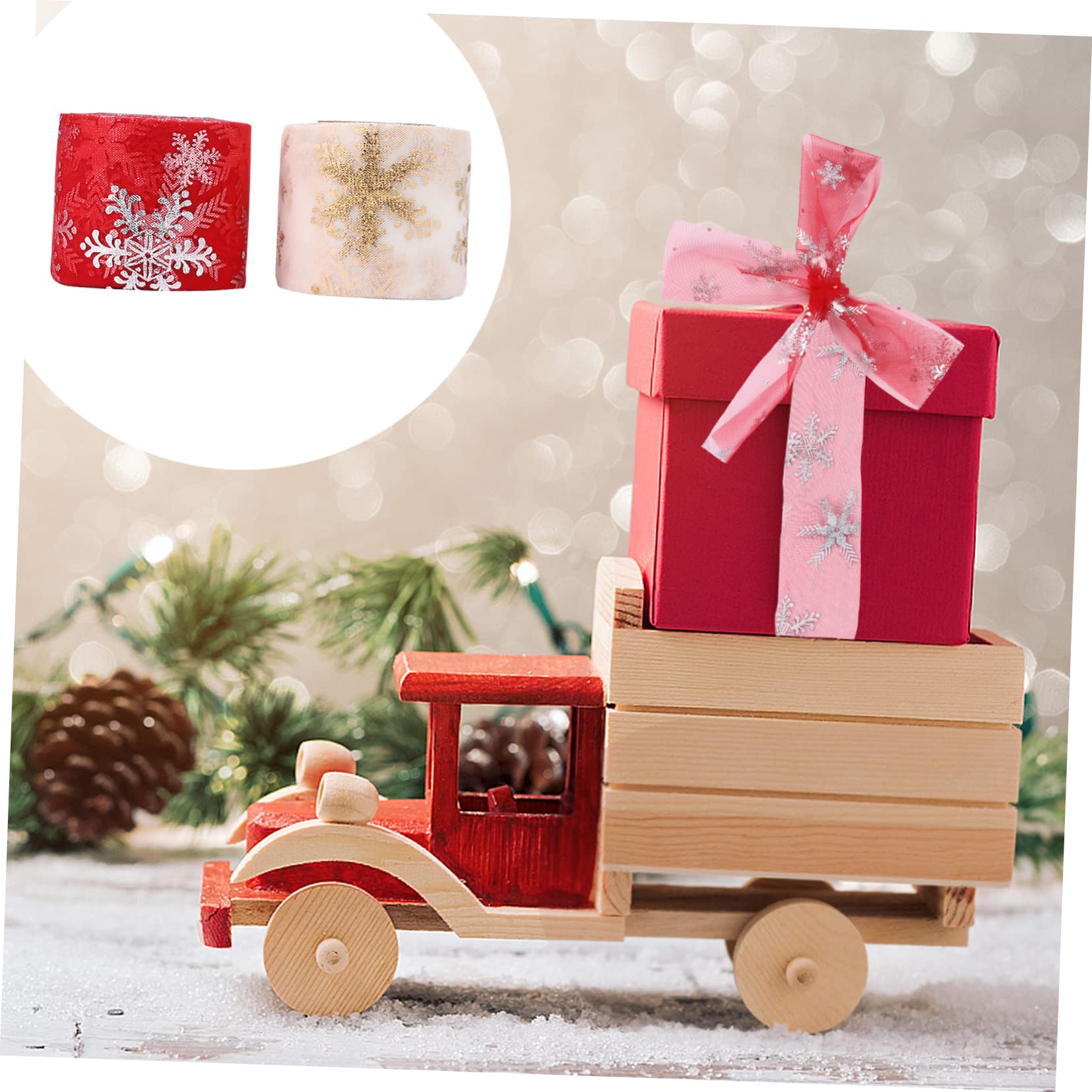 Beavorty 3 Juegos De Rollos De Cinta De Organza Con Forma De De Nieve Para 25 Yardas Malla Decorativa Para Envolver Proyectos De Manualidades Navideñas 2 Piezas X 3