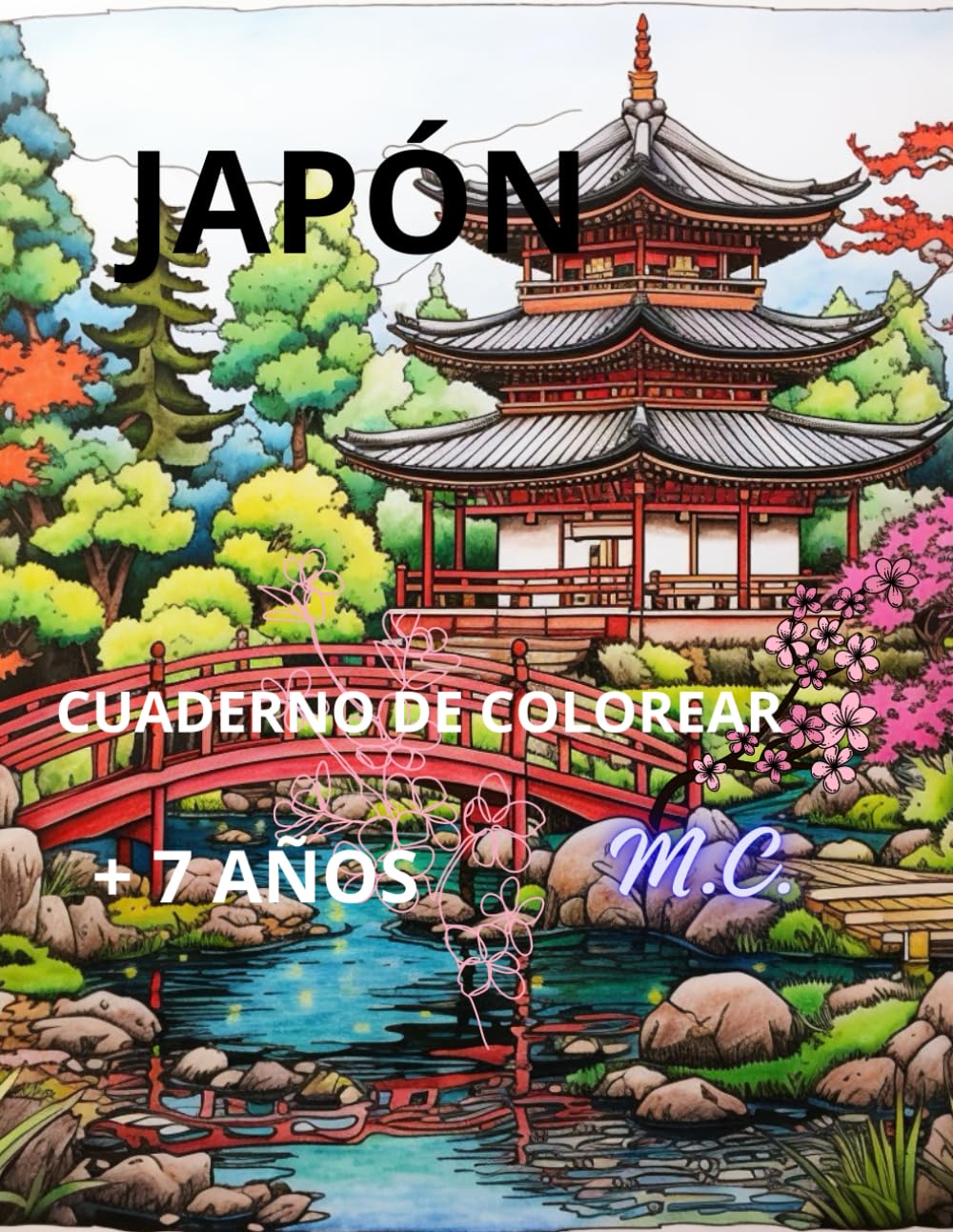 Cuaderno de colorear Japón anti-stress pour calmer l'anxiété par le dessin zen