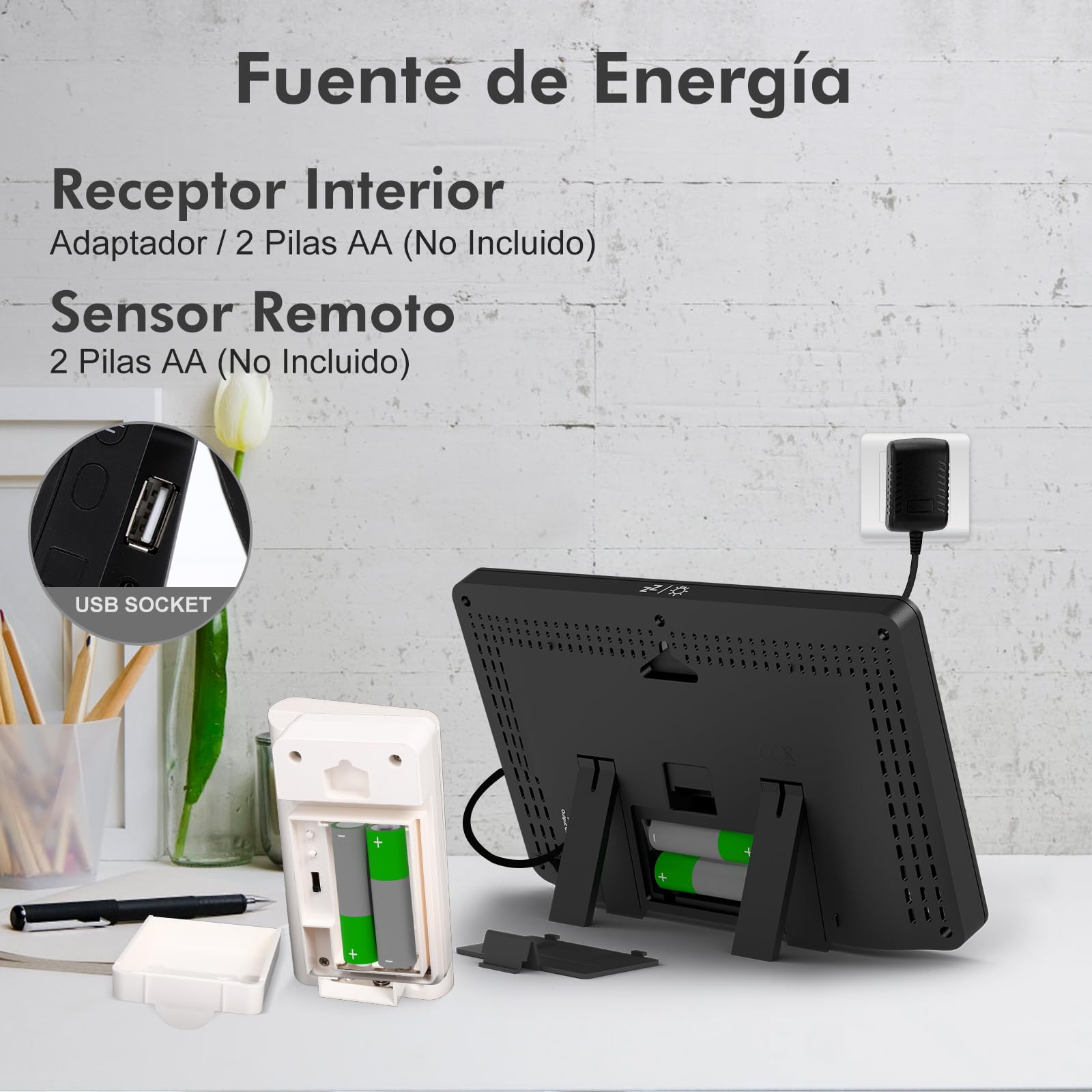 jely Estacion Meteorologica con 3 Sensores Exteriores Inalámbrica Digital Estación Meteorológica Interior y Exterior Termómetro Higrómetro con Barómetro, Pronóstico del Tiempo, Reloj DCF, Despertador