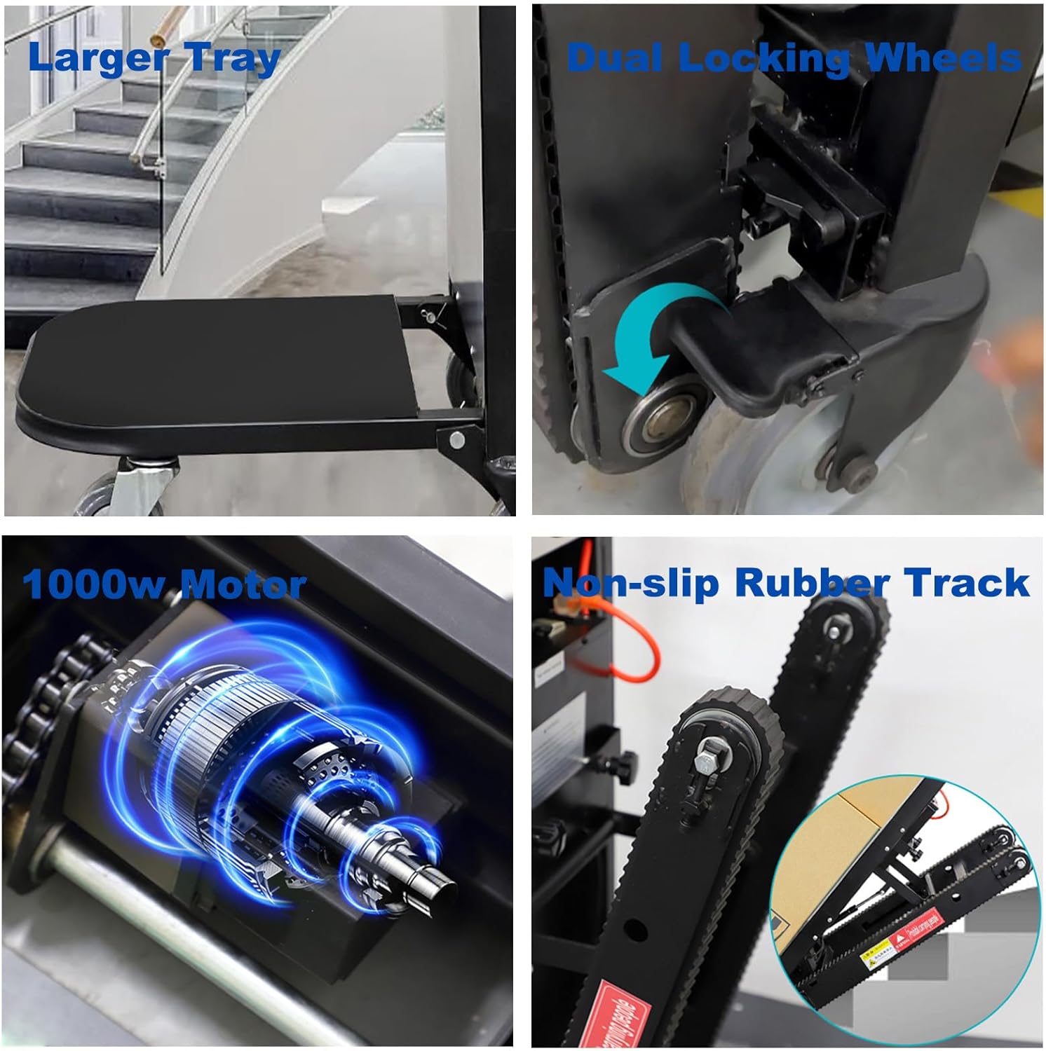 Electric Stair Climbing Dolly | 24Ah Battery Powered Hand Trucks with 500kg Max Load, 3-Speed Adjustable, Folding Stair Climbing Crawler, for Easy Moving of Heavy Furniture