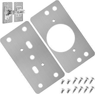 Plaque de Réparation de Charnière, 2PCS Charnières de Portes avec 12 Vis, Supports de Réparation Plaques Installation Facile, Plaques de Réparation de Porte D