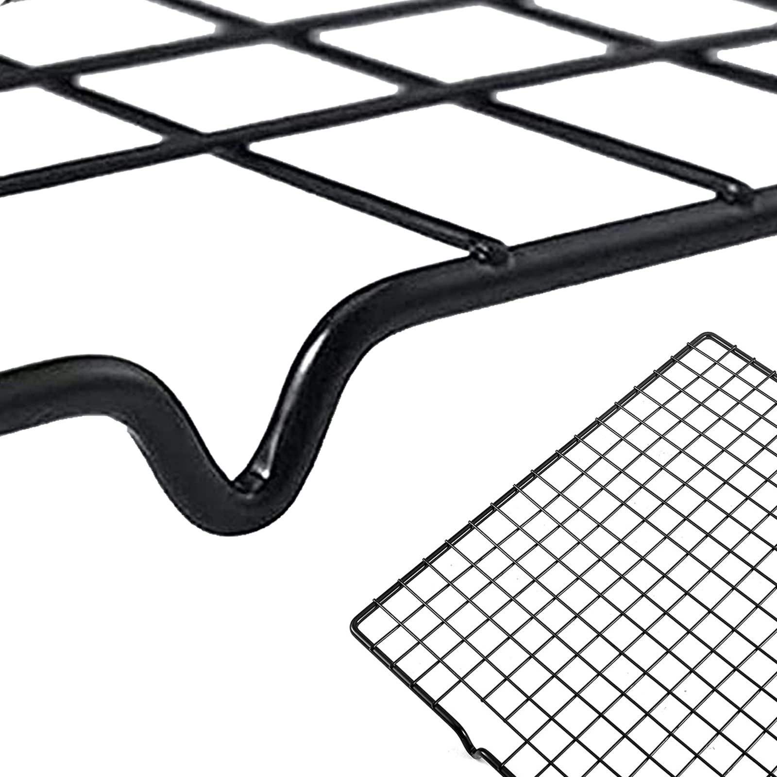 2 Pezzi Griglia di Raffreddamento, Griglia da Cucina con Griglia di Raffreddamento, Refrigeratore per Torta in Acciaio Inossidabile, per Cucina, Grill all'aperto, Produzione di Torte e Dessert (Nero)
