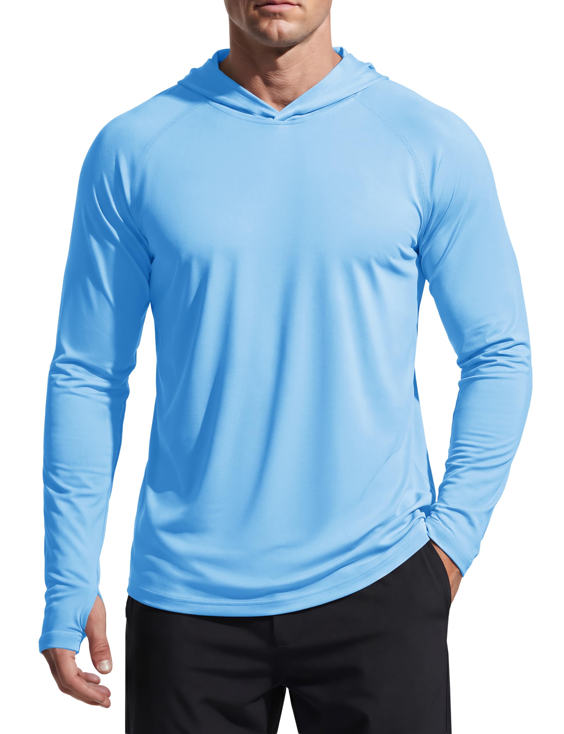 TACVASEN Herren UV-Schutz Hoodie Kapuzenpullover UPF 50+ Langarm Shirt mit Daumenloch