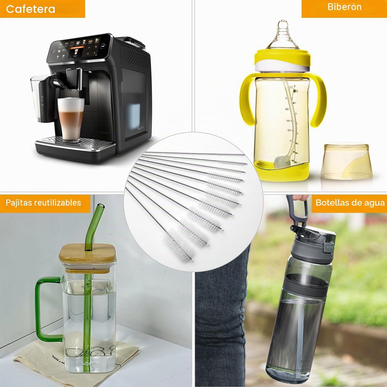 Juego de 15 cepillos de limpieza para cafetera, cepillo de limpieza para cafetera, cepillo de café, cepillo de cocina, soporte para cafetera, accesorios de limpieza
