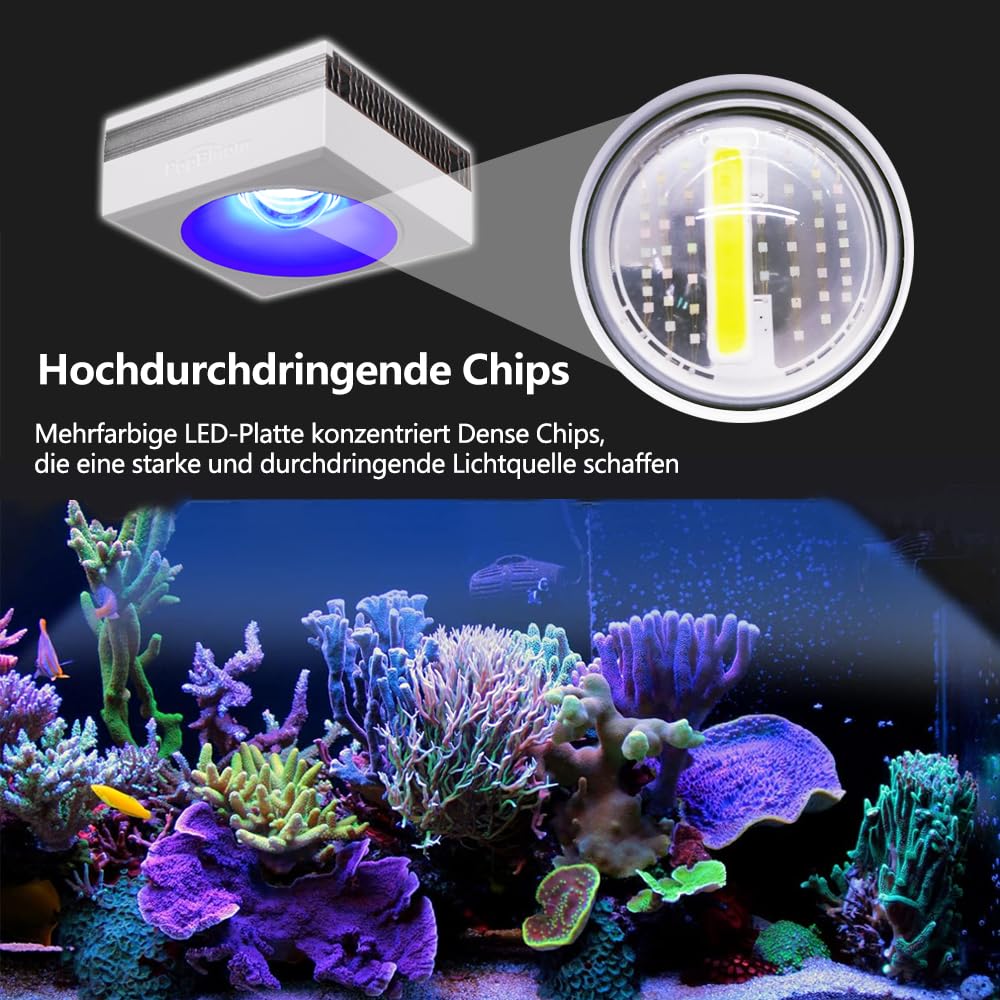 PopBloom RL90 LED Aquarium LED Beleuchtung, Vollspektrum Aquarium Lampe, Salzwasser Licht für Korallen, Riffe, 150-180cm Meerwasser Aquariums (Für 150x60cm Meerwasseraquarium)