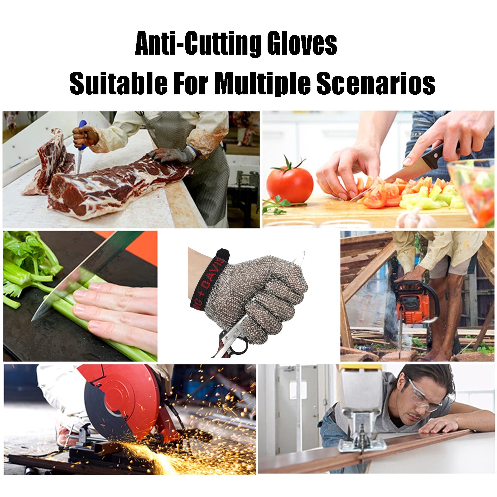 Guantes cómodos Antideslizantes Resistentes a Corte de Metal Pesado, for fábrica de Vidrio/matadero/Cocina (Size : 1pcs/m)