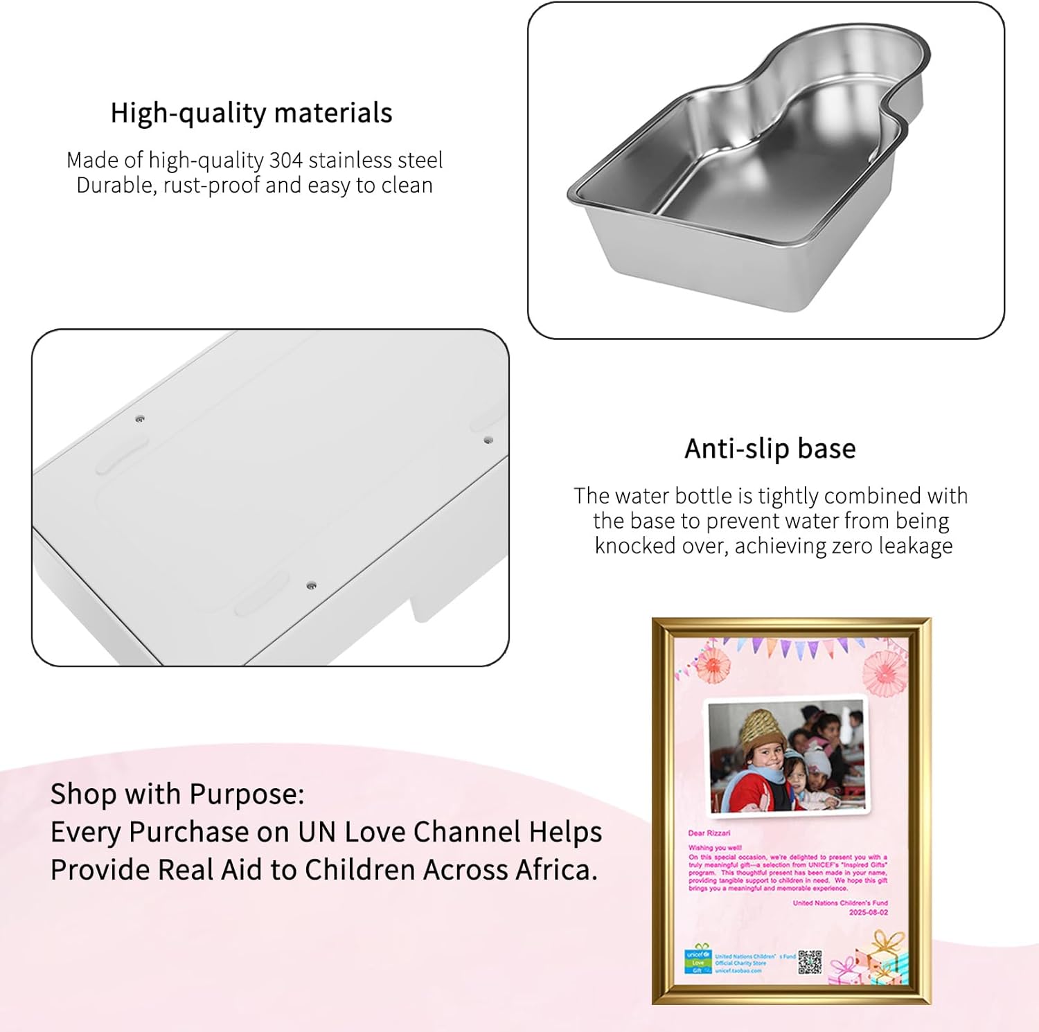 RIZZARI Stainless Steel Pet Water Feeder: 10L Gravity Waterer with Filter - Splash-Resistant - Dust-Resistant Lid -Easy to Clean - No Power Needed - for Cats & Dogs - Crate Area/Kitchen Corner