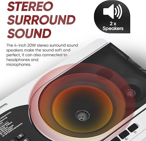 Miniatura 8 de Pyle, Piano electrónico portátil digital musical para karaoke, incluye funda resistente al agua, soporte para teclado, pedal de sostenimiento y