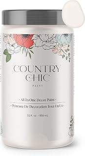 Country Chic All-in-One Chalk Paint for Furniture, Cabinets, Home Decor, Eco-Friendly, Matte Finish, Built-In Primer & Top Coat for Wood, Metal - Crinoline (Off White) - Quart 32 oz (950 ml)