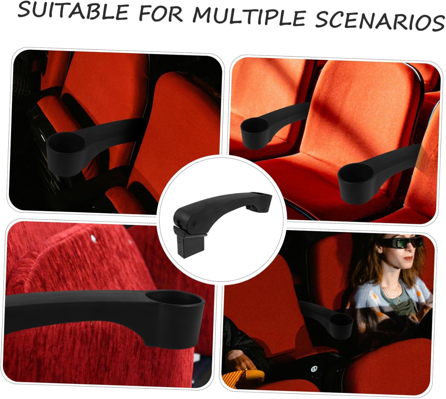 Office Chair Replacement Arms Sturdy Plastic Armrests Cup Holder Easy Install Armrests