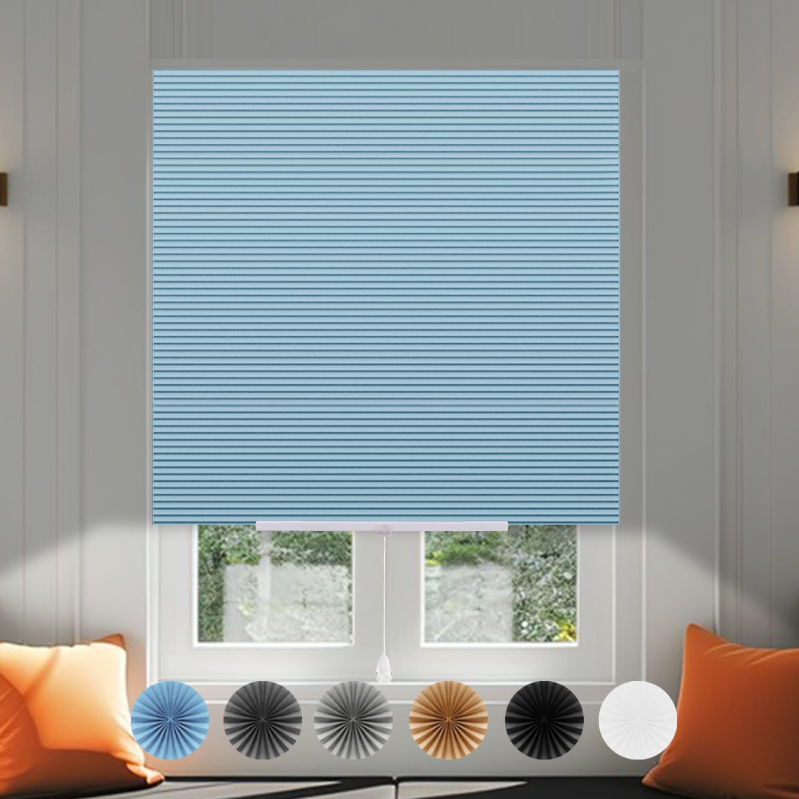 No Drill Blinds for Windows Temporary No Screw Stick on Pull Down Blinds Curtains Light Filtering Privcy Protection Perfect Easy Fit Install for Bedroom,Bathroom, Kitchen Windows,Doors