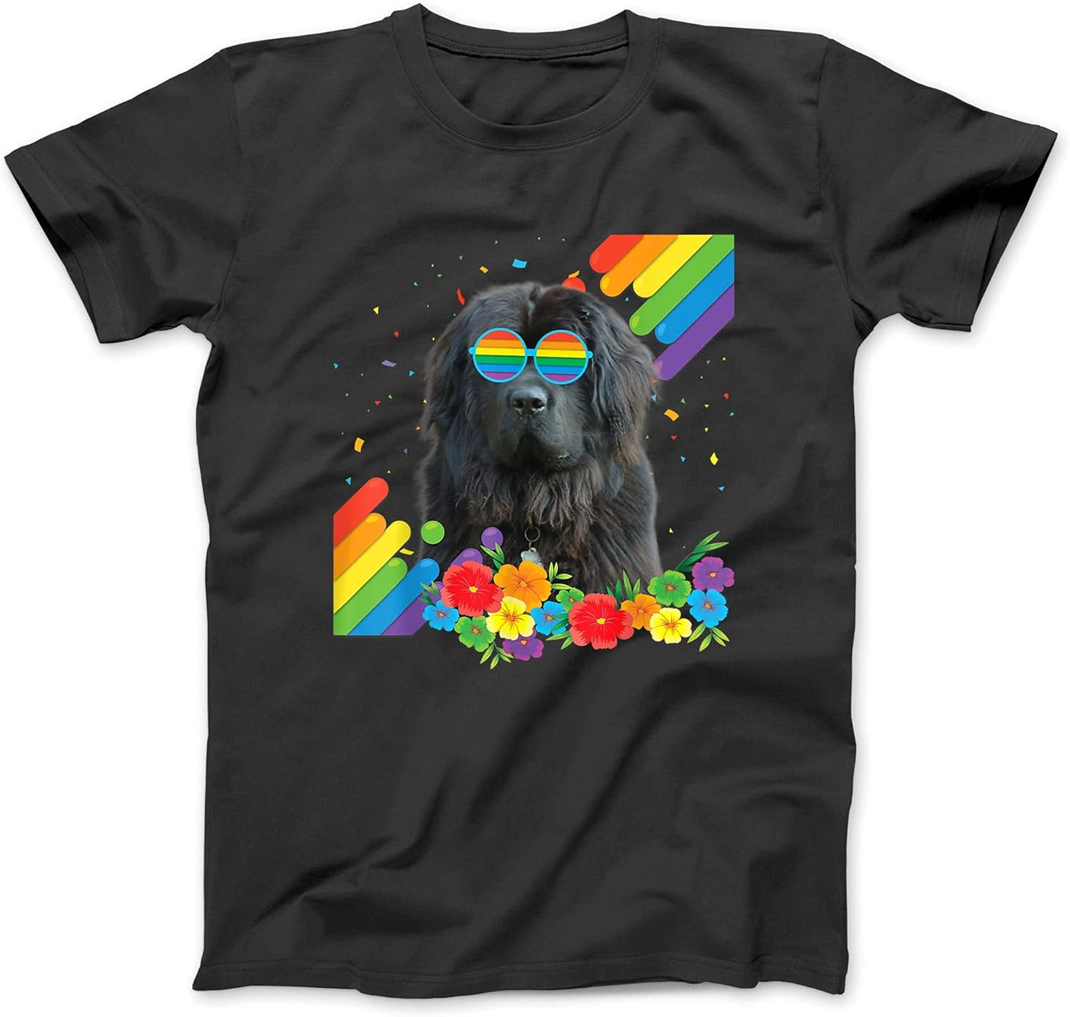 BestTeesEver Proud LGBT Gay Newfoundland Dog Pride Flag Rainbow LGBTQ