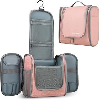 Toiletry Bag for Women, Water Resistant Travel Toiletry,Makeup Bag with Metal Hanging Hook, 7 Organizer Compartments, Full Sized Makeup Organizer Bag for Toiletries, Cosmetics, Makeup, Brushes