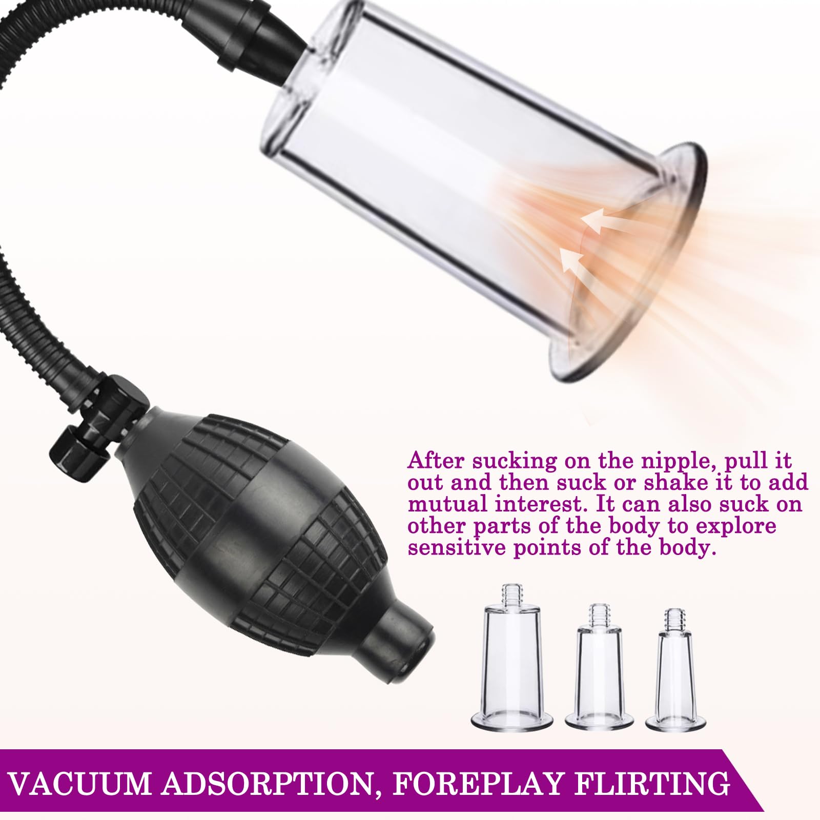 BDSMLOVE Pompa per Vagina Giocattolo Erotico per Donne, Pompa per Figa Clitoride Pompa per Vuoto Ventosa per Capezzoli con 5 Ventose Potenti, Set di Giocattoli Sessuali per Coppie