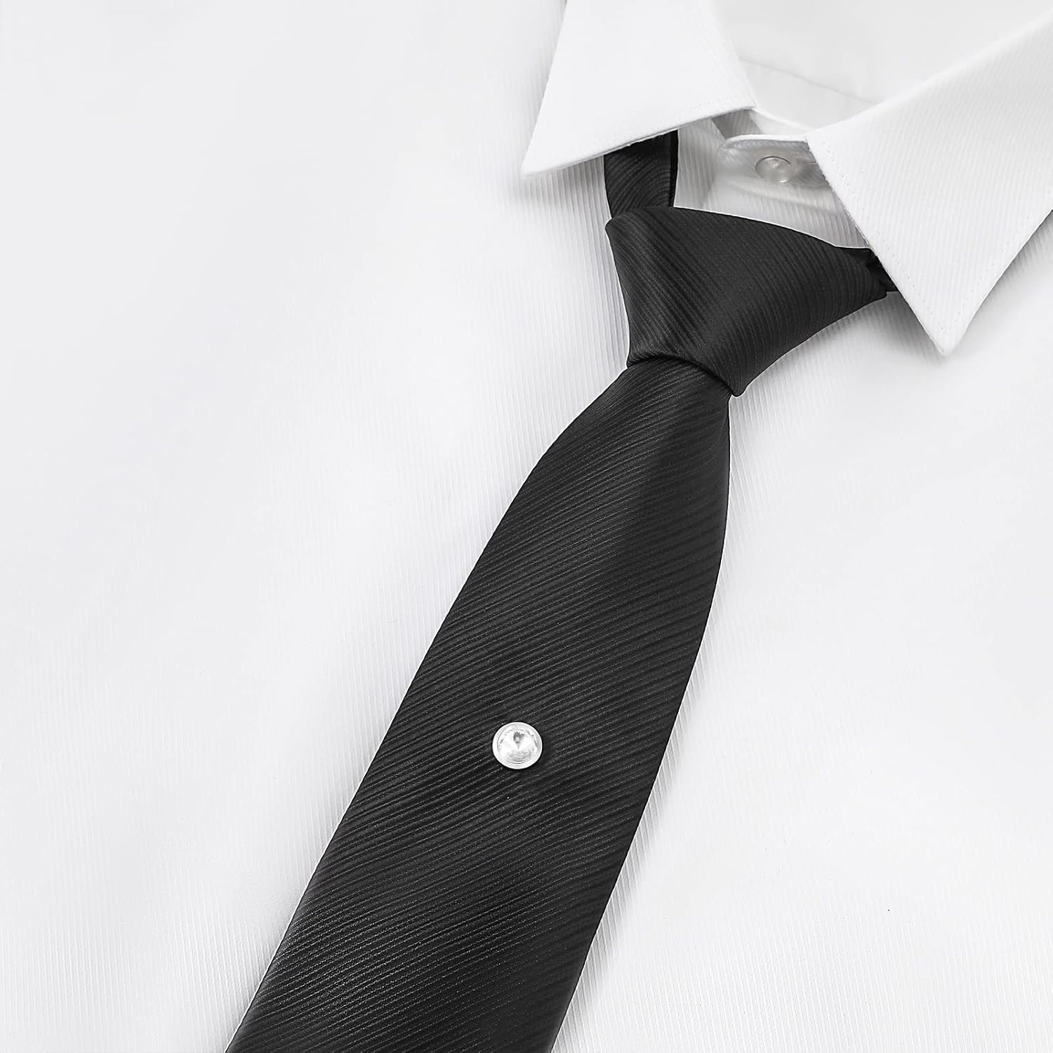 Tie Pins for Men Silver Tie Pin with Chain, Tie Tack Pins