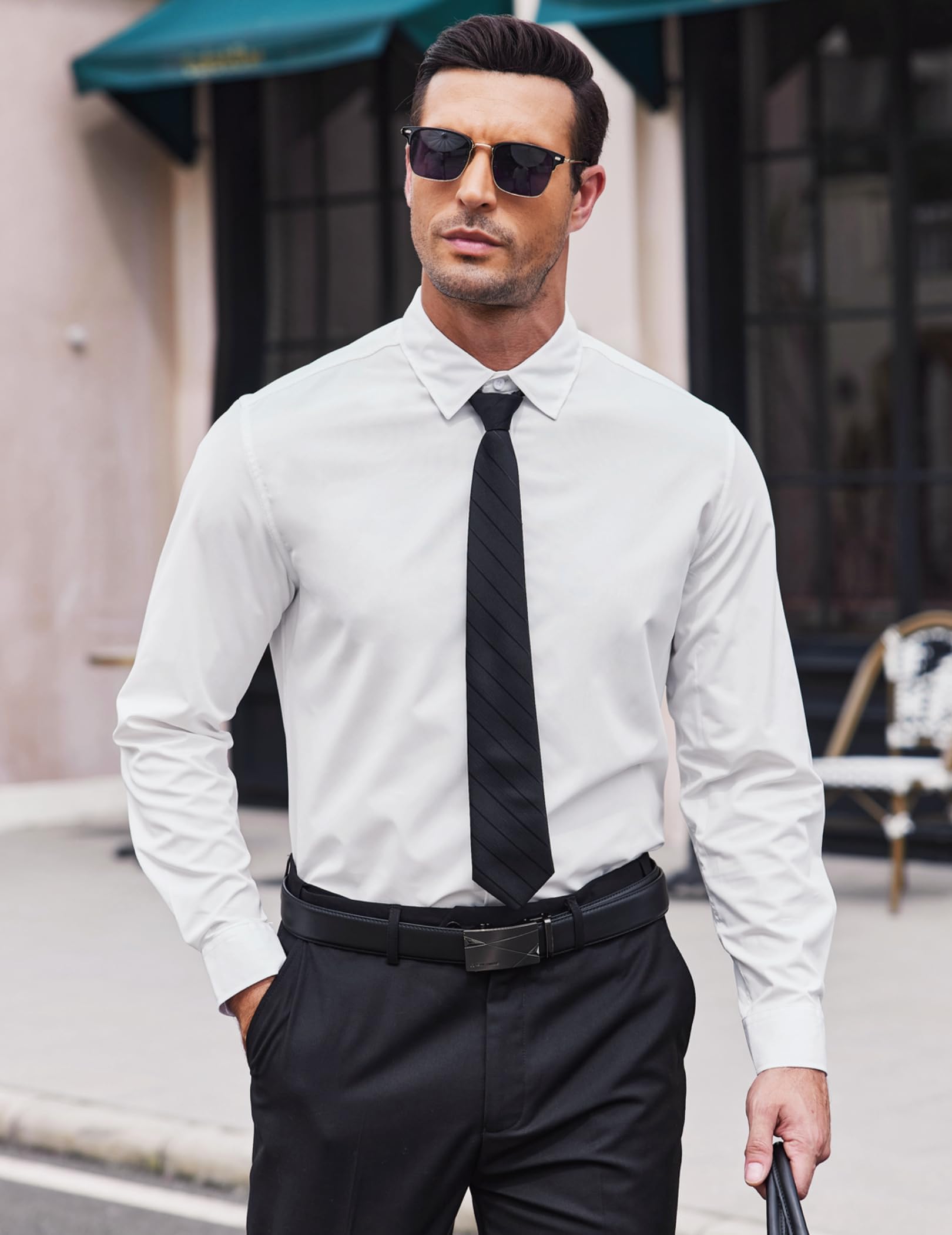 COOFANDY Camicia da uomo a maniche lunghe con bottoni, stile casual, da spiaggia, per matrimoni