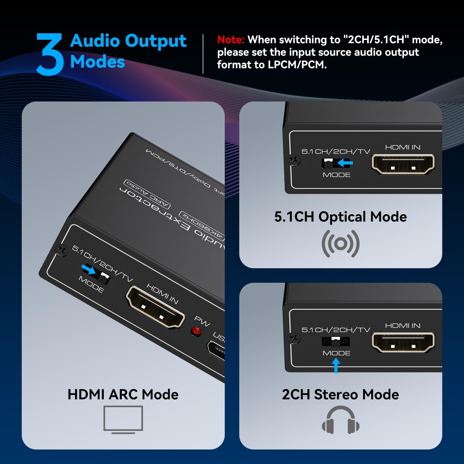 VEDINDUST HDMI ARC Audio Extractor Splitter Adapter 4K@60Hz HDMI Fiber Optic Adapter to 3.5mm Converter Splitter SPDIF TOSLINK Fiber Optic and 3.5mm Stereo Audio, Supporting LPCM 7.1/DTS/DSD