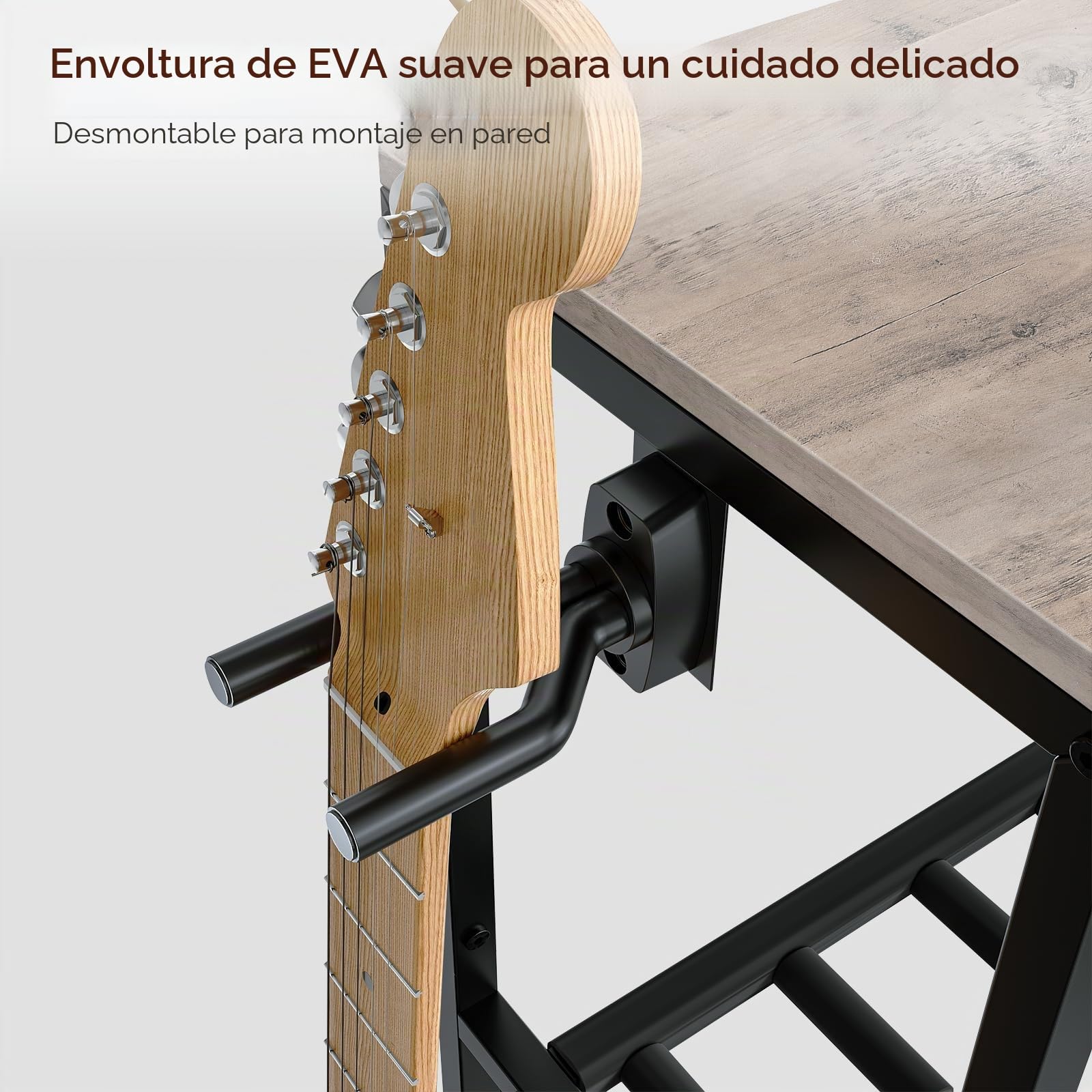 MAHANCRIS Soporte de Guitarra, Estantería para 7 Guitarras de Dos Niveles, para Guitarra Acústica, Guitarra Eléctrica, Bajo, Ukelele, Banjo, Revestimiento Protector de EVA, Gris AGSHG6701