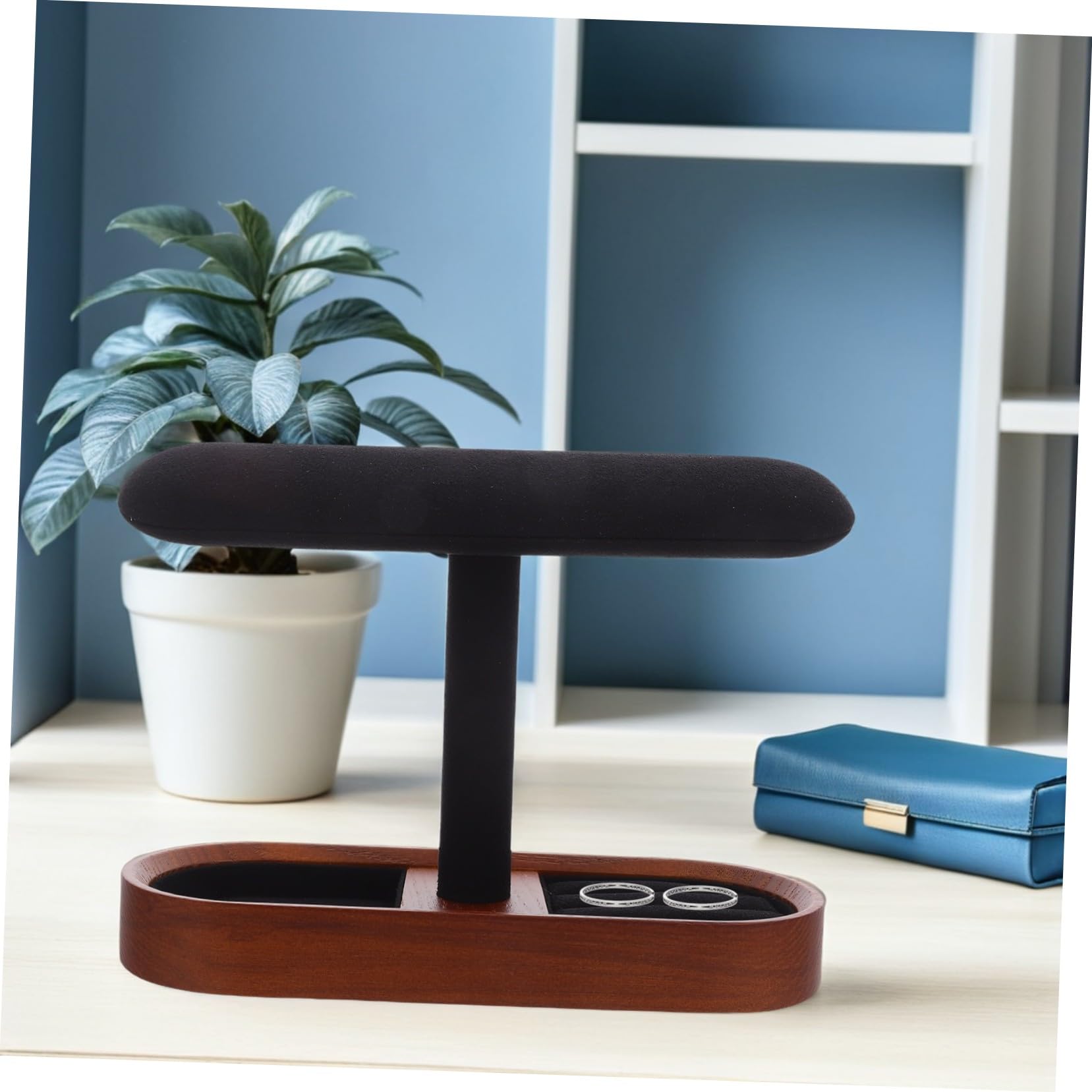 ULTECHNOVO Massiver Schmuckständer mit T-bar Design für Ringe und Armreifen Stabile Struktur und Filzbeschichtung für Ladentheke oder Vitrine