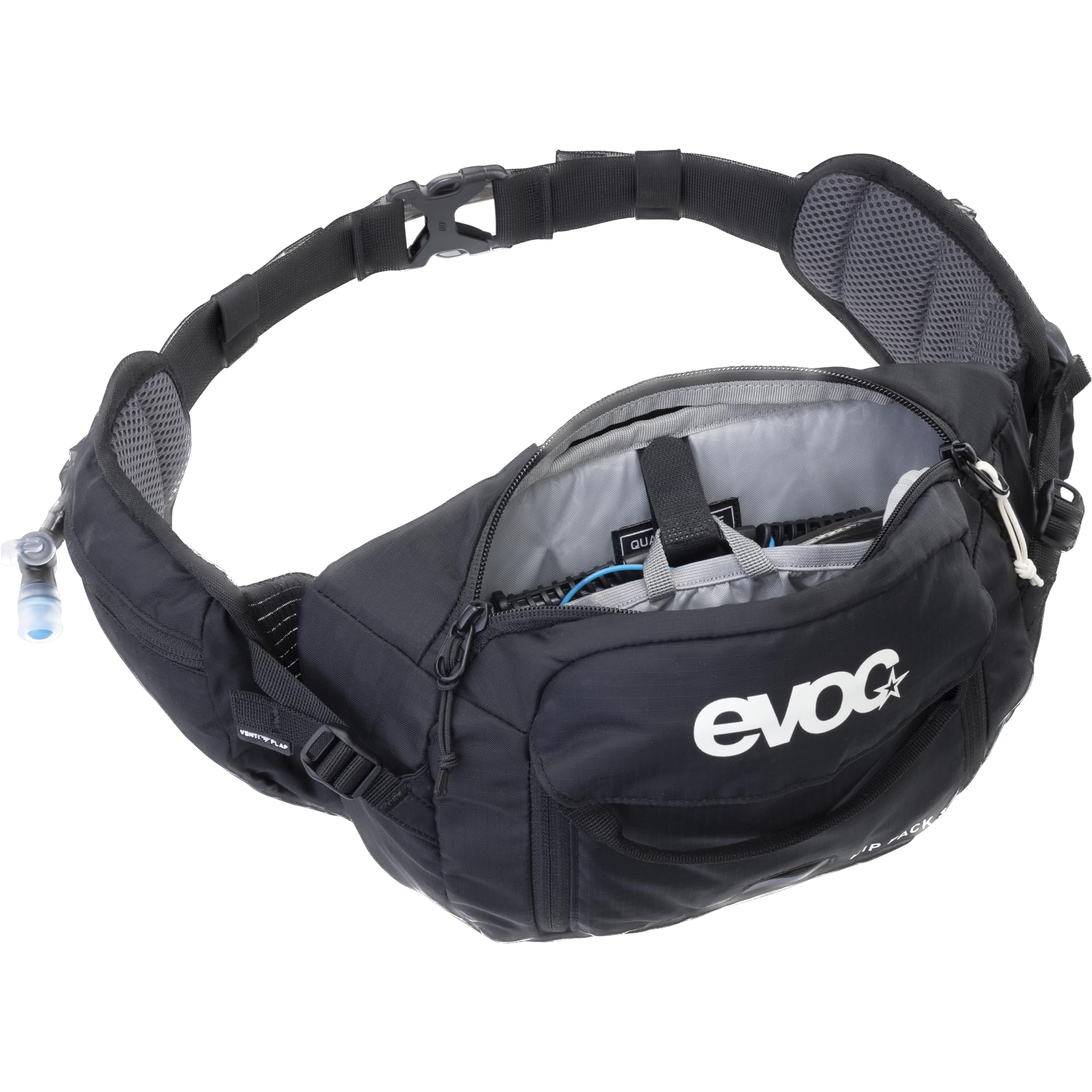 EVOC HIP Pack 3 Hüfttasche, Bauchtasche (komfortable Gürteltasche mit Trinkblasenfach, AIR Flow Contact System, Volumen: 3 l)