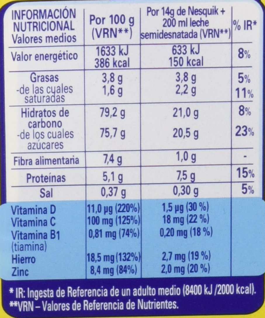 Nesquik cacao soluble instantáneo - 1 paquete x 50 sobres de 13,5 g - Total: 675 g