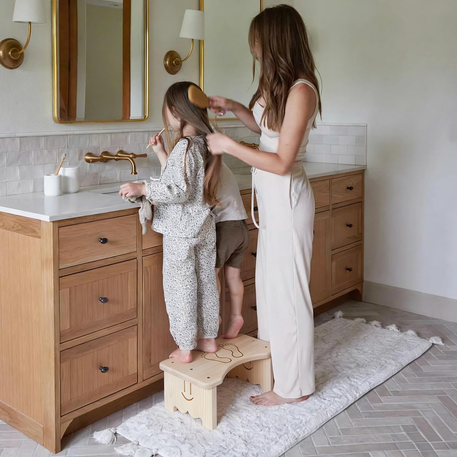 Sgabello per WC in legno per adulti, poggiapiedi antiscivolo, sgabello WC ergonomico per bagno, sgabello WC per una migliore postura