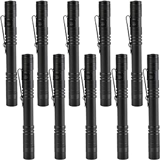 MVIOCS 10 Pieces Mini Small LED Flashlight Compact Flashlights with Clip Led Pen Pocket Light Torch for Camping Outdoor Emergency