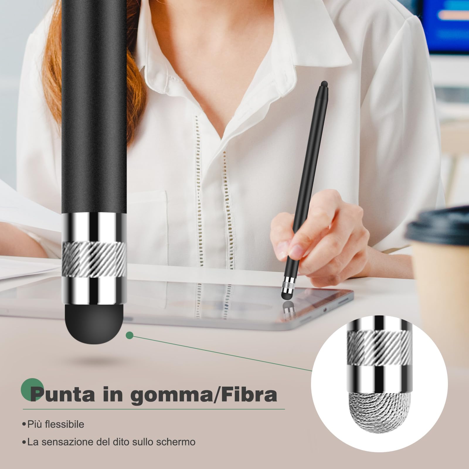 MEKO Pennino per tablet 2 in 1 Touch Pen 6 punte in gomma per iOS Android iPhone iPad Samsung Huawei Xiaomi
