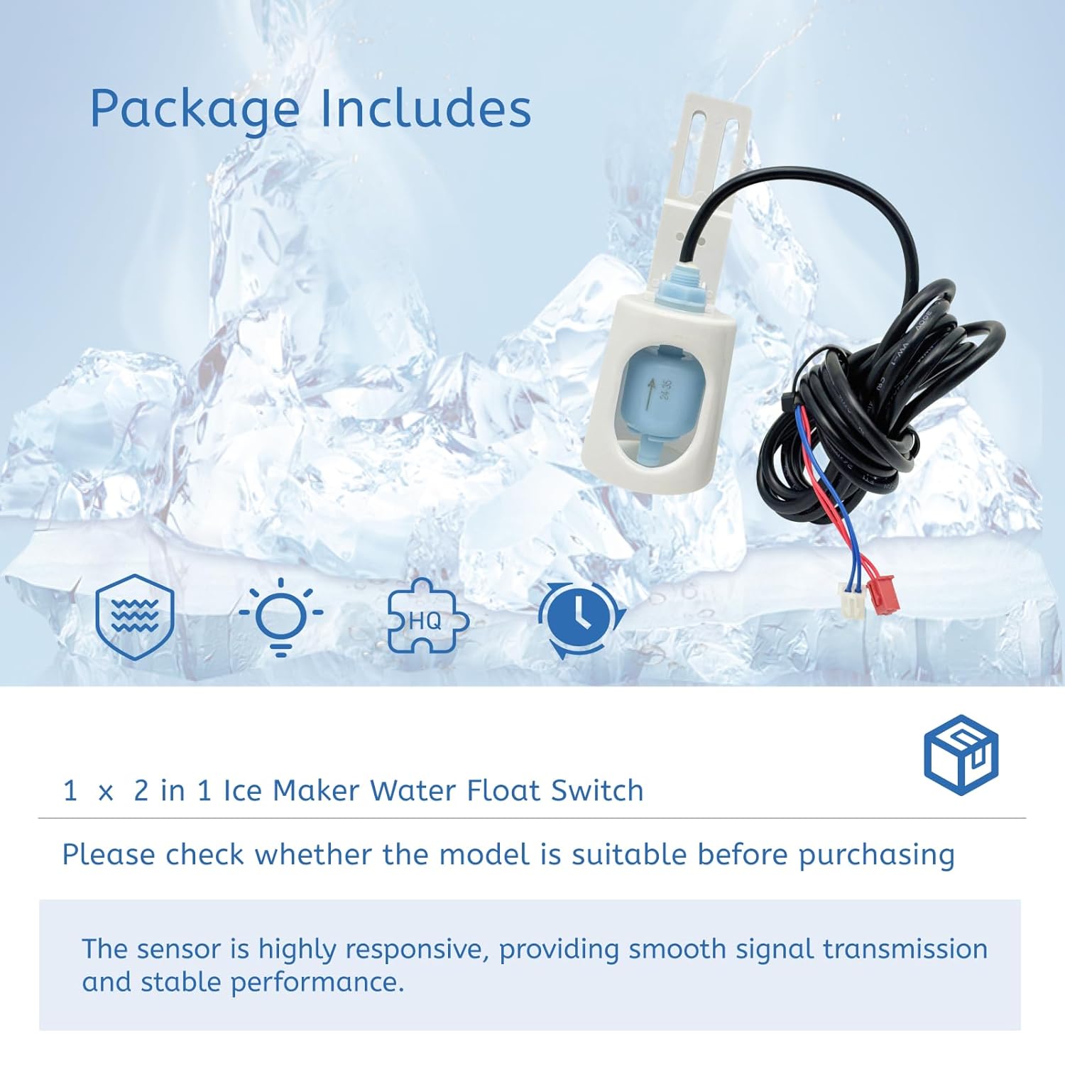 Upgrade 2 in 1 Ice Maker Water Float Switch with Temperature Sensor Built-in Fit for Most Commercial Ice Machines Fit for Vevor Cotlin etc Ice Makers Memiuyelay