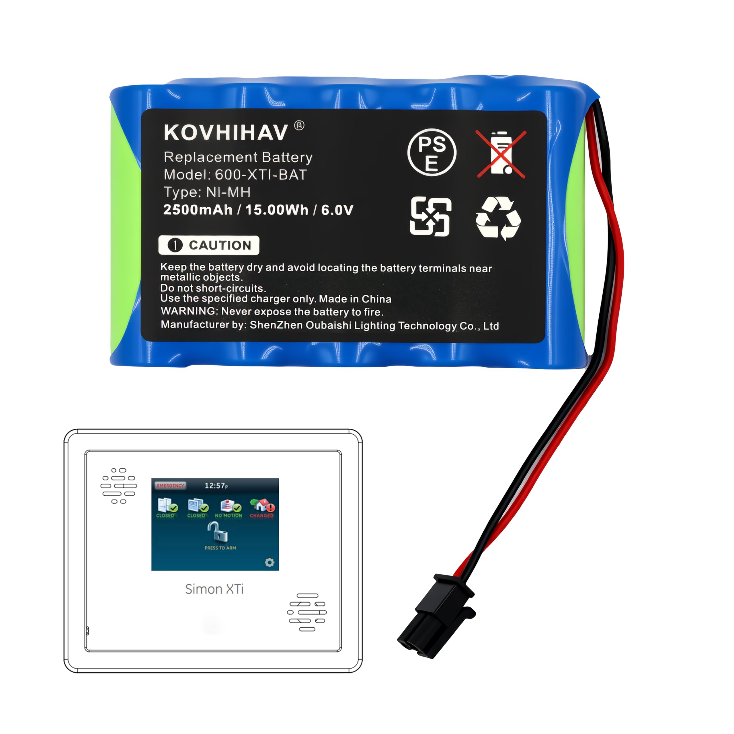 Replacement Battery for GE Interlogix Simon XTi Wireless Control Panel Simon XTi Control Panel Simon Xti,fits 600-XTI-BAT