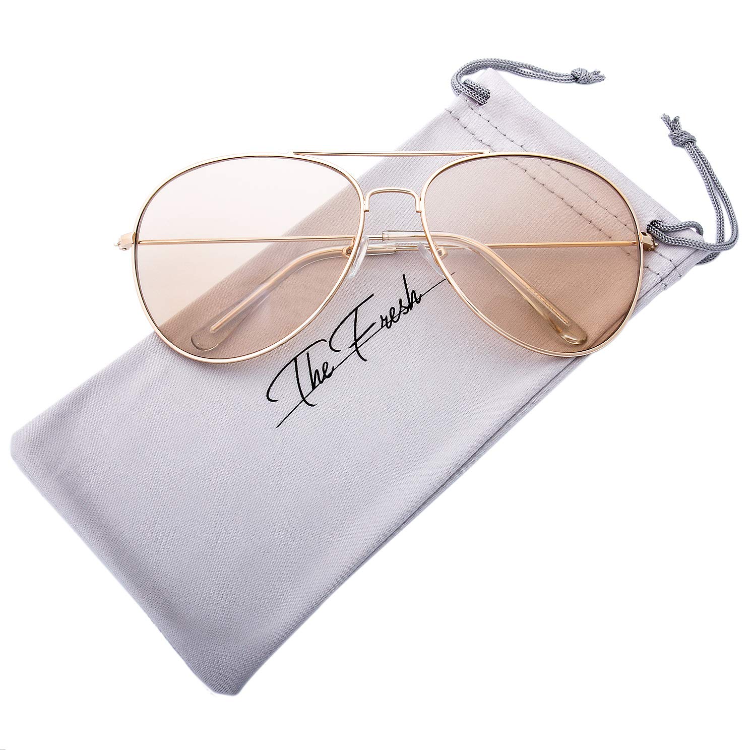 The Fresh Classic Aviator Frame Light Color Lens XL Oversized Sunglasses Gift Box