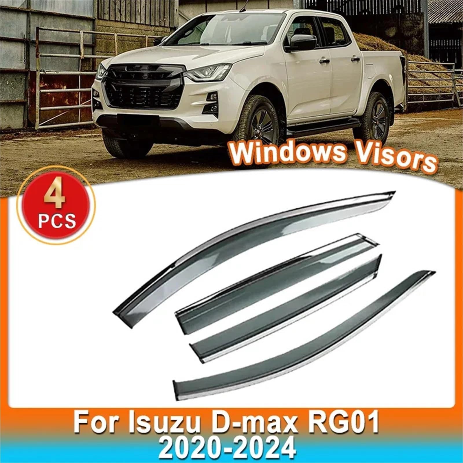 osłona Car Wind Deflector Pasuje do Isuzu D-max Dmax D Max RG01 2020 2021 2022 2023 2024 Osłona szyby samochodowej przeciwsłoneczna i przeciwdeszczowa